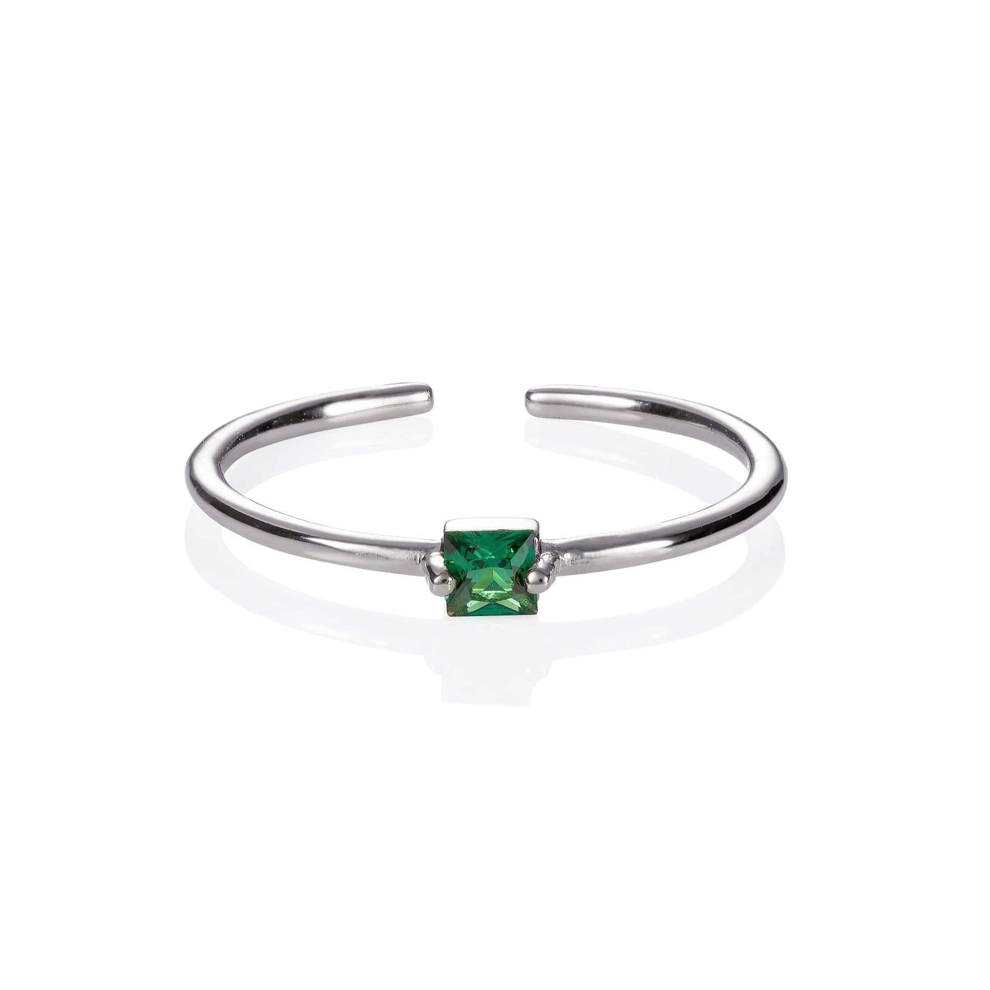 Adjustable Green Ring for Women with a Square Zirconia Stone - namana.london