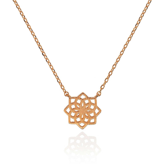Rose Gold Mandala Pendant Necklace for Women - namana.london