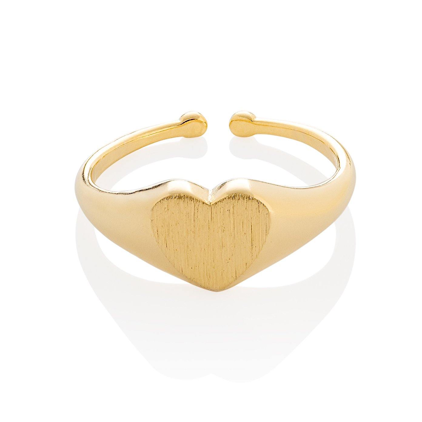 Adjustable Gold Signet Ring for Women in a Heart Motif - namana.london
