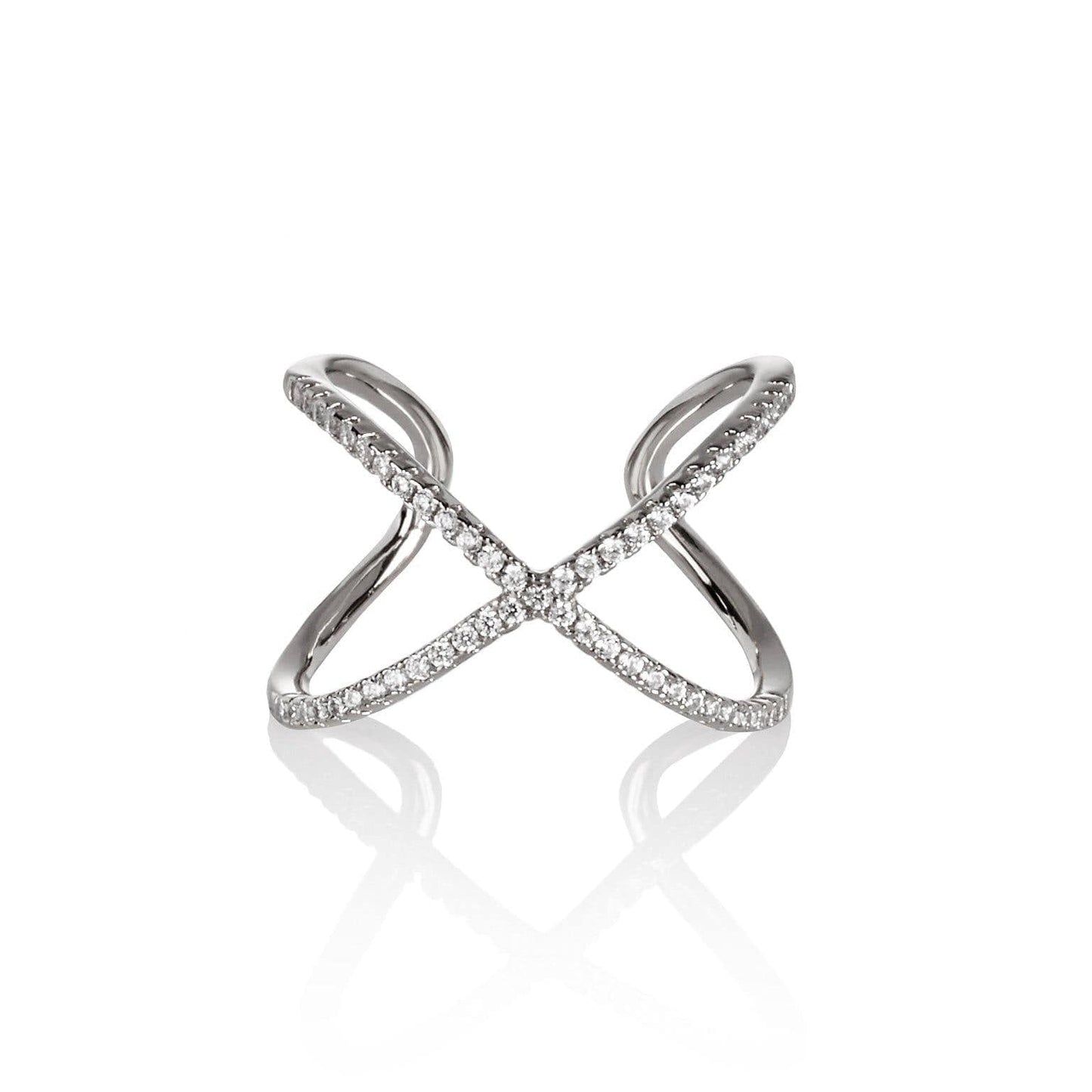 Adjustable Cross Ring for Women with Cubic Zirconia Stones - namana.london