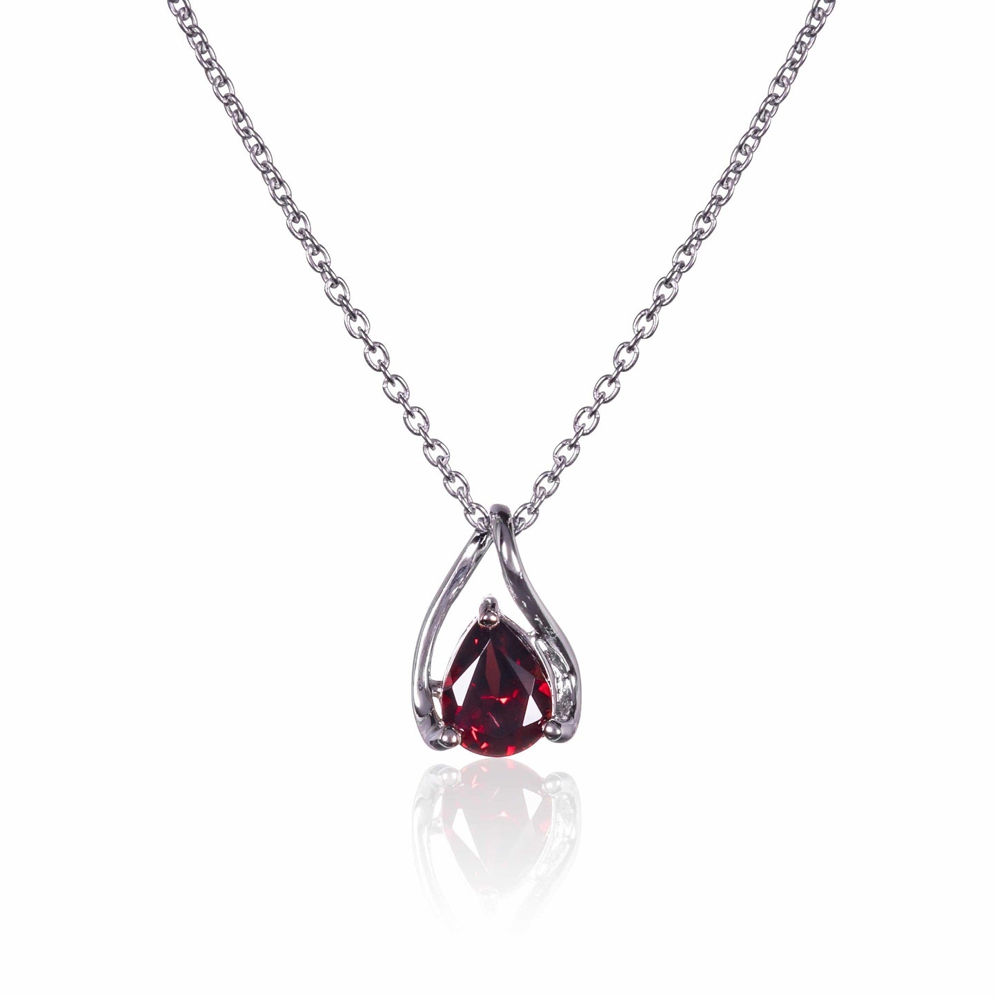 925 Sterling Silver Garnet Gemstone Pendant Necklace - namana.london
