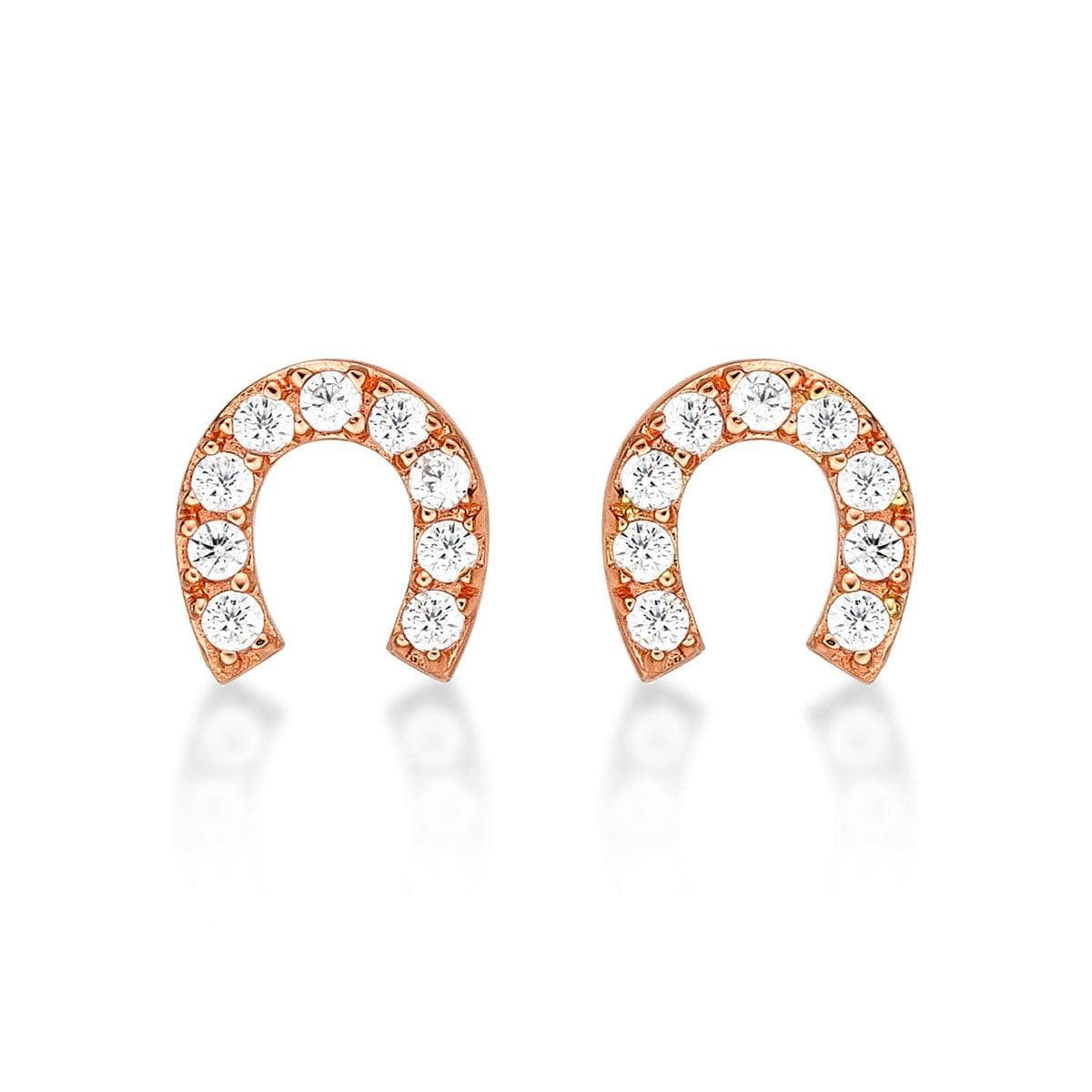 Rose Gold Horse Shoe Stud Earrings for Women - namana.london