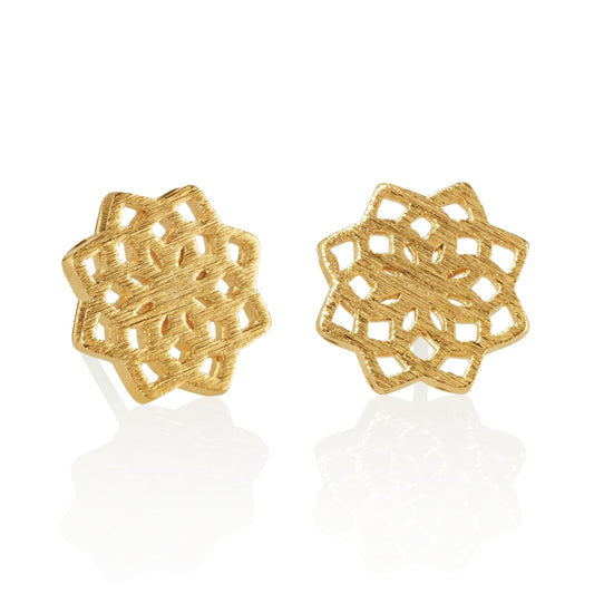 Gold Mandala Stud Earrings for Women - namana.london