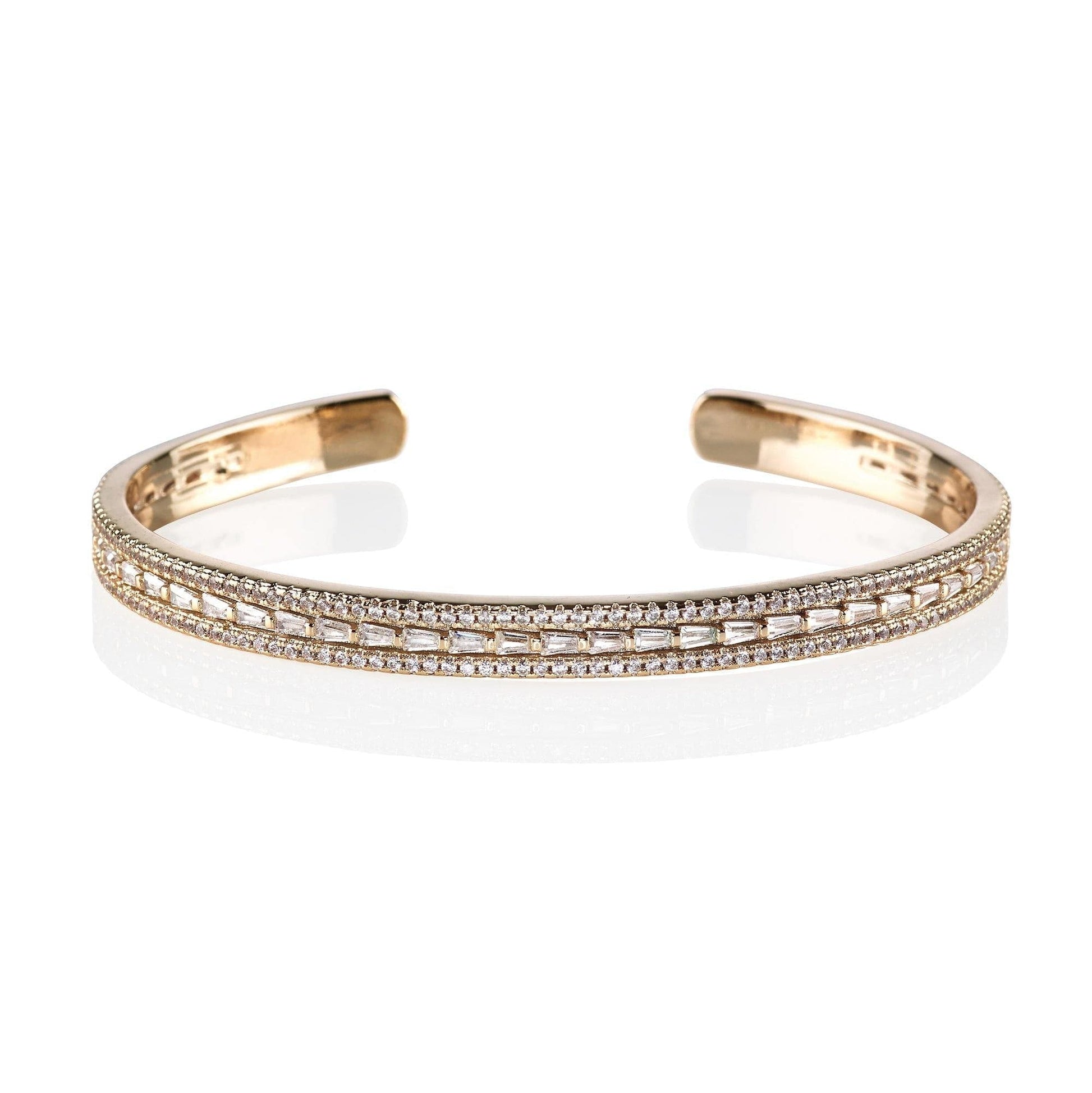 Rose Gold Paragon Cuff Bangle with Cubic Zirconia - namana.london