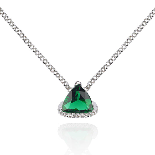 Triangle Green Pendant Necklace for Women - namana.london