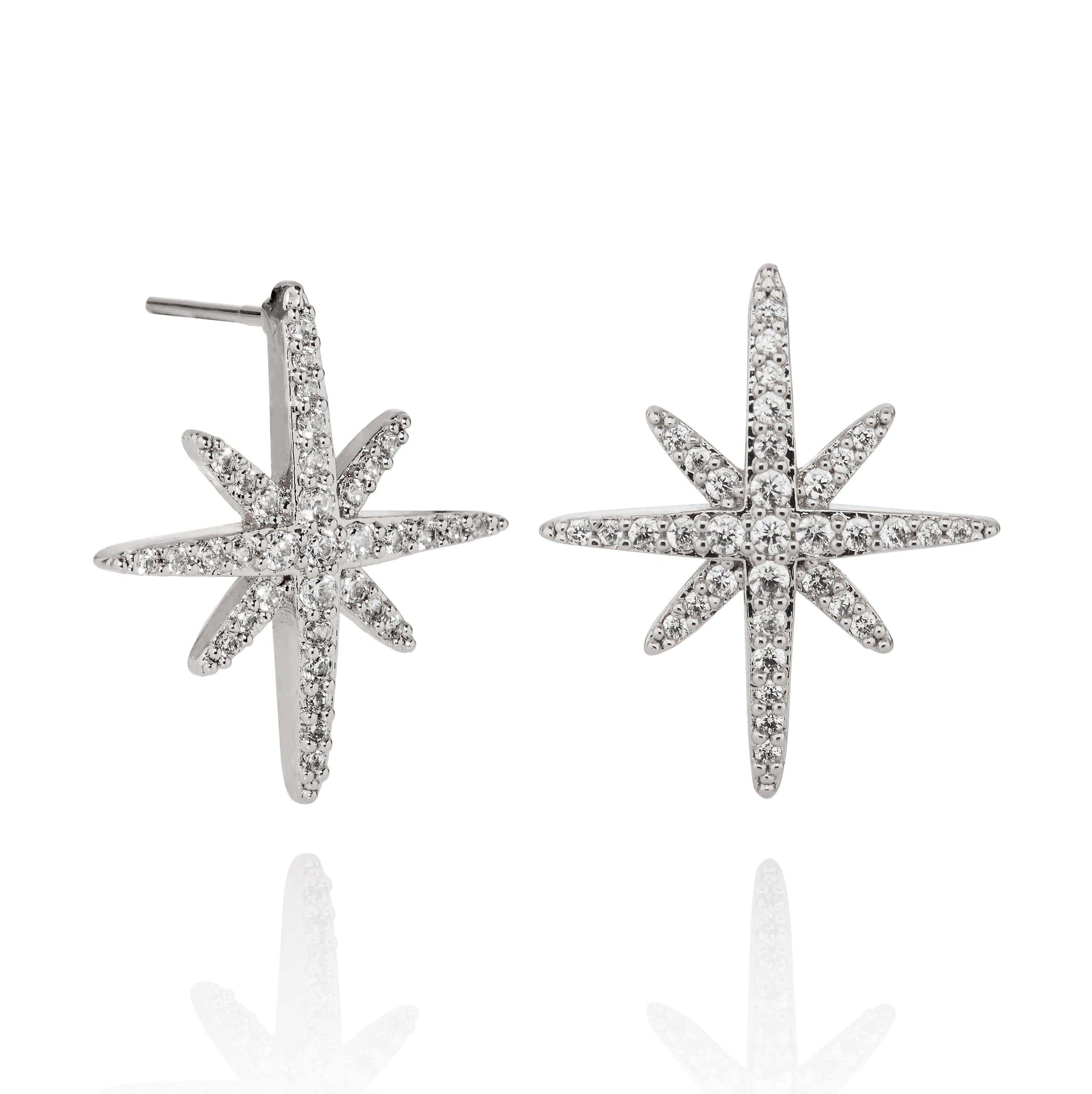 North Star Earrings with Cubic Zirconia - namana.london