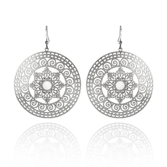 Large Mandala Earrings with Mother of Pear - namana.london