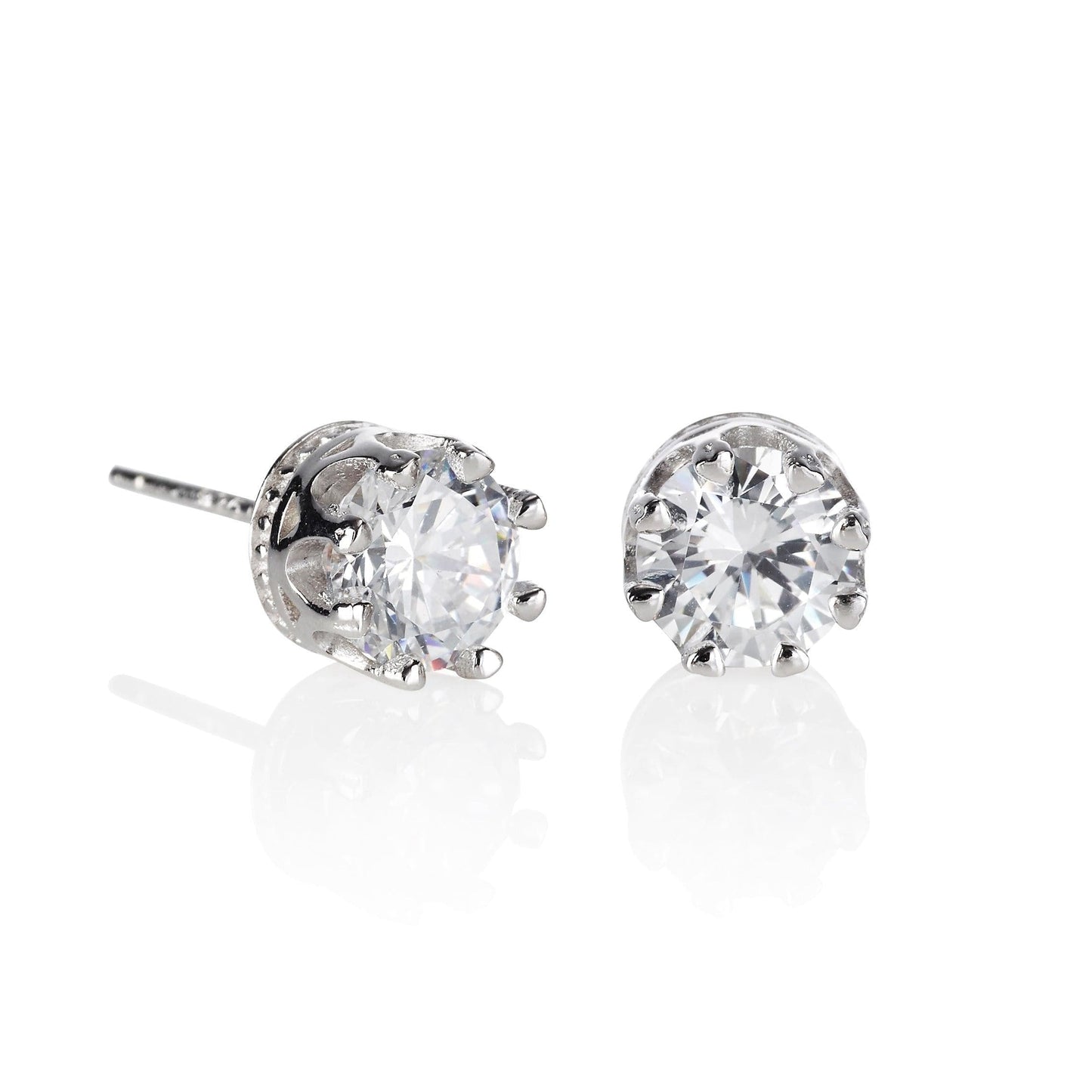 925 Sterling Silver Crown Solitaire Stud Earrings for Women - namana.london