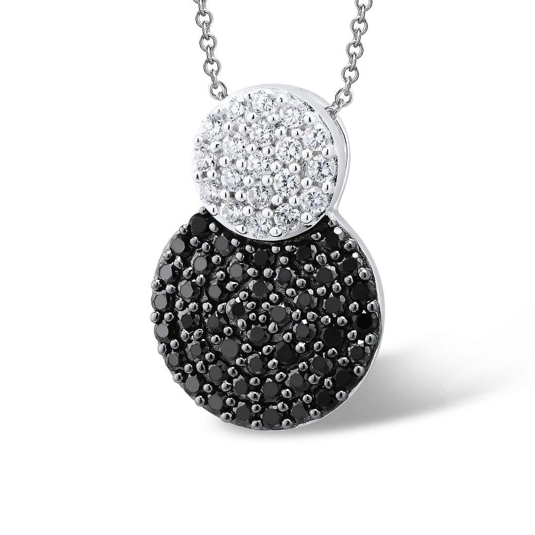 Sterling Silver Black and White Pendant Necklace for Women - namana.london