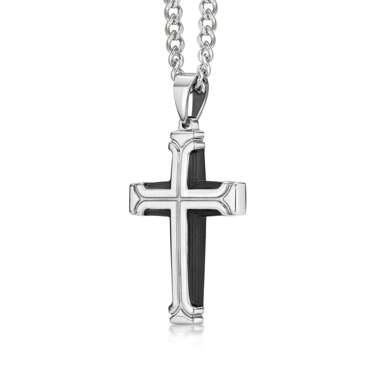 Mens steel cross on sale necklace