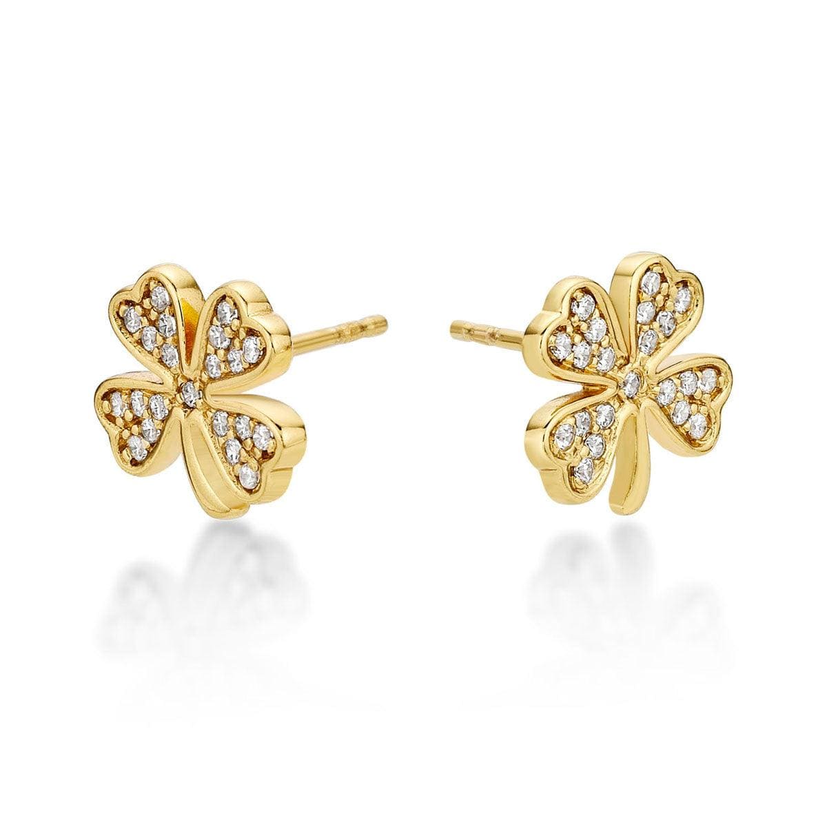 Gold Plated 4 Leaf Clover Stud Earrings for Women - namana.london