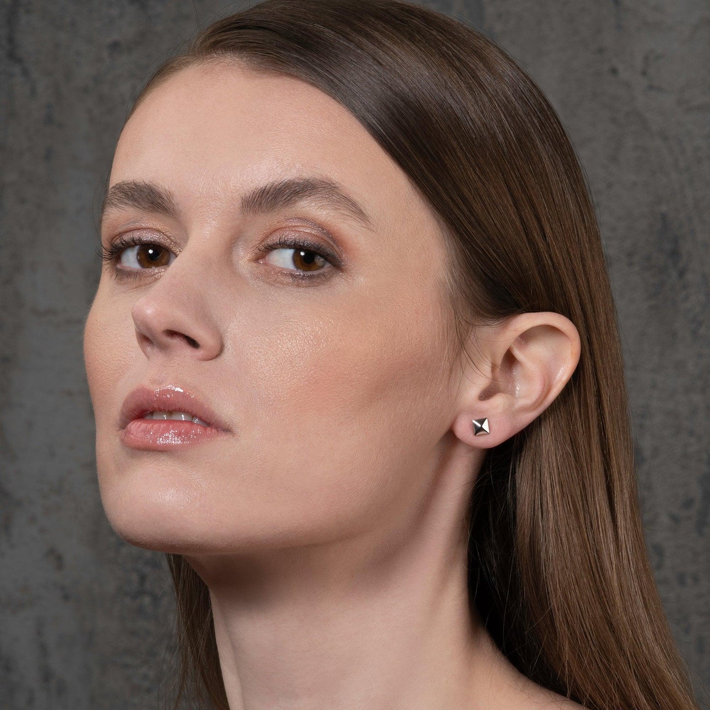925 Sterling Silver Square Pyramid Stud Earrings for Women - namana.london
