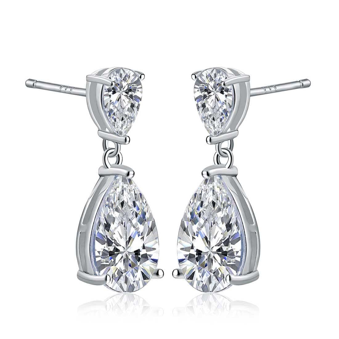 925 Sterling Silver Drop Earrings with Cubic Zirconia Stones - namana.london