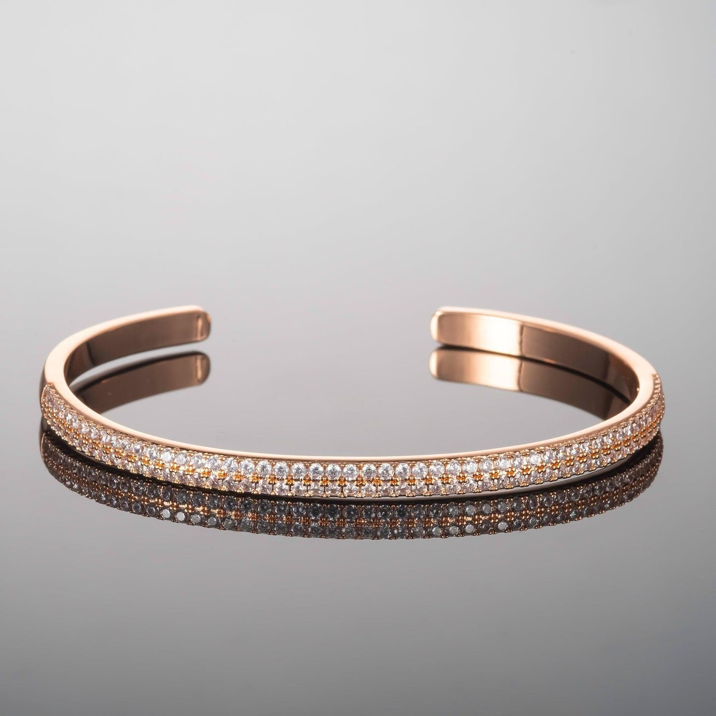 Rose Gold Bangle Bracelet for Women with Cubic Zirconia - namana.london