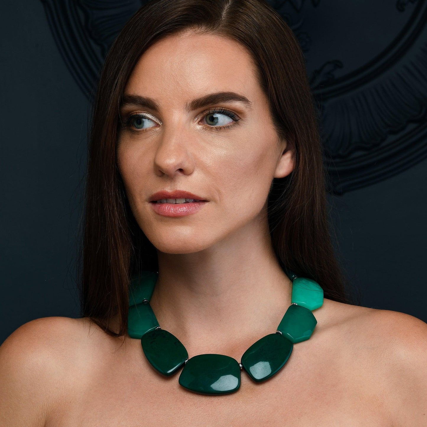 Chunky Green Statement Necklace for Women - namana.london