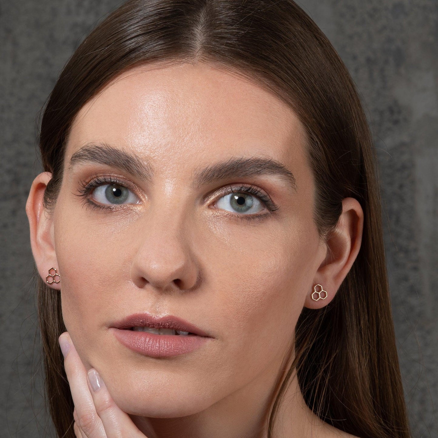 Rose Gold Honeycomb Stud Earrings for Women - namana.london