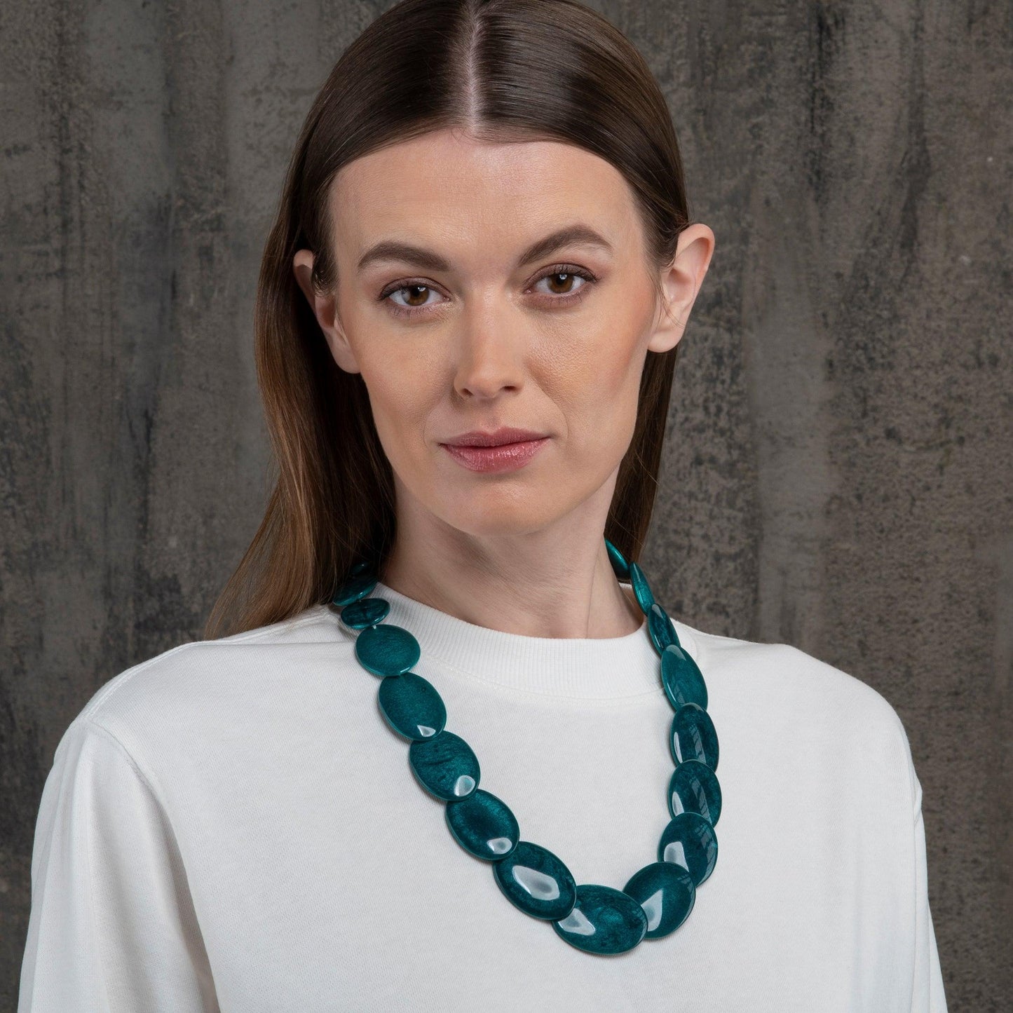 Long Dark Green Chunky Statement Necklace for Women - namana.london