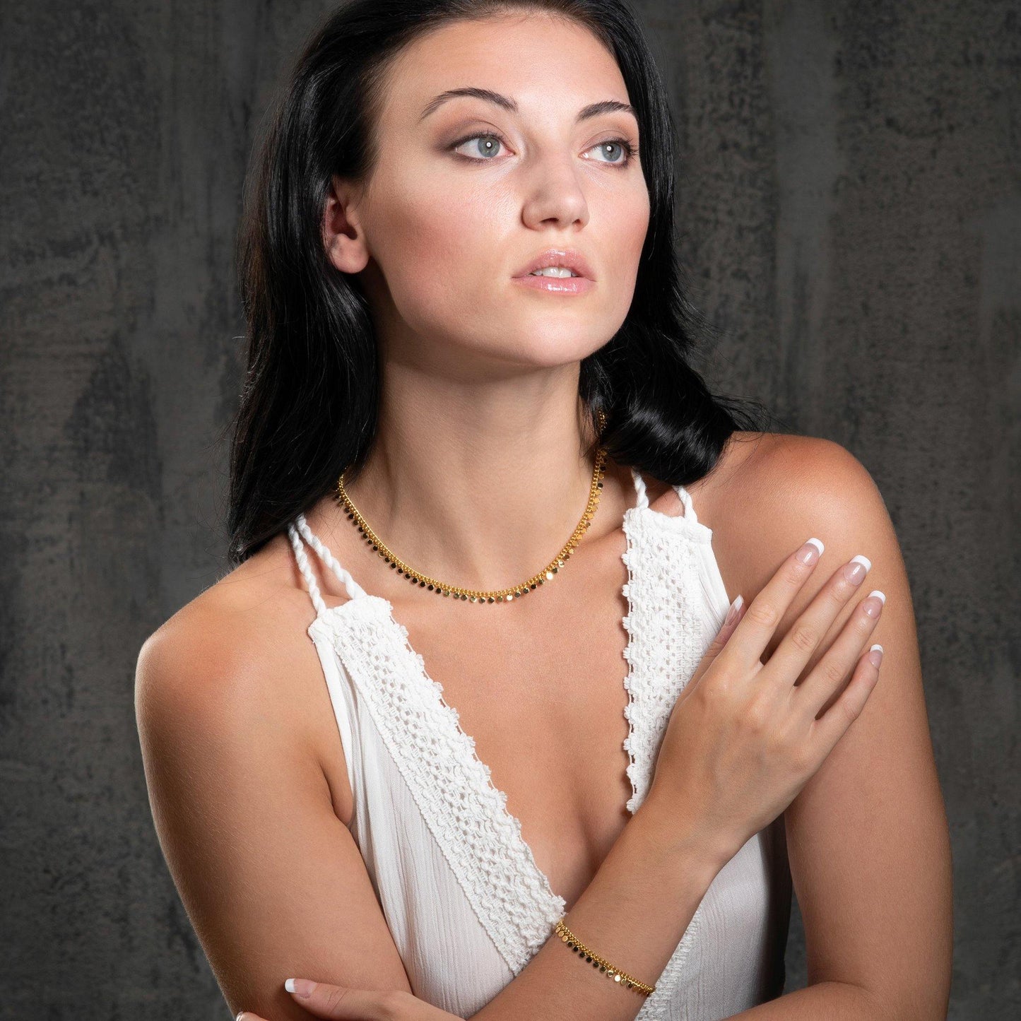 Gold Disc Charm Bracelet for Women - namana.london