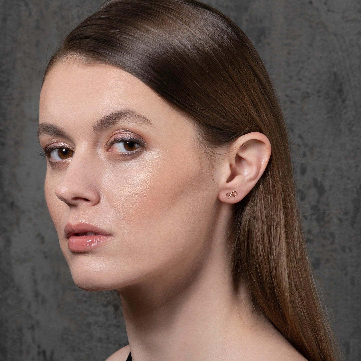 Dainty Rose Gold Bow Stud Earrings for Women - namana.london
