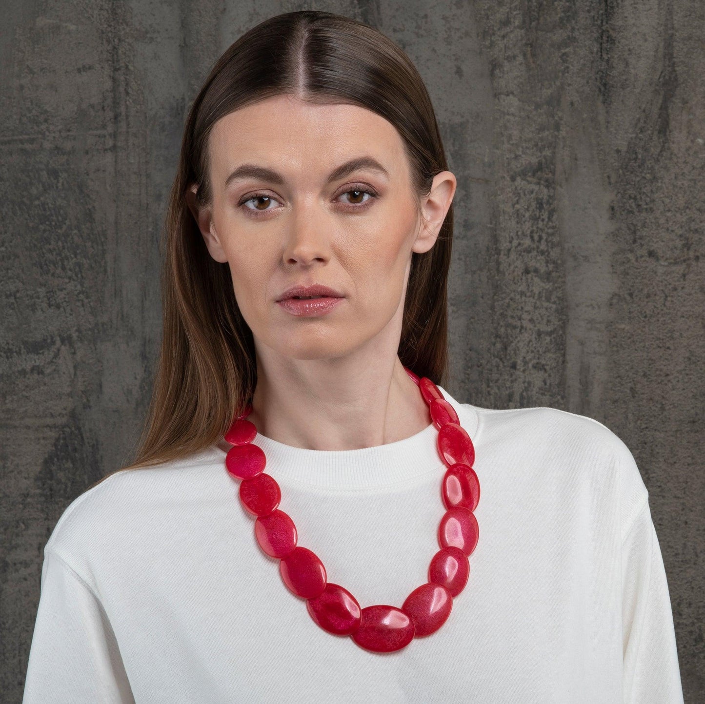 Long Bright Pink Chunky Statement Necklace for Women - namana.london