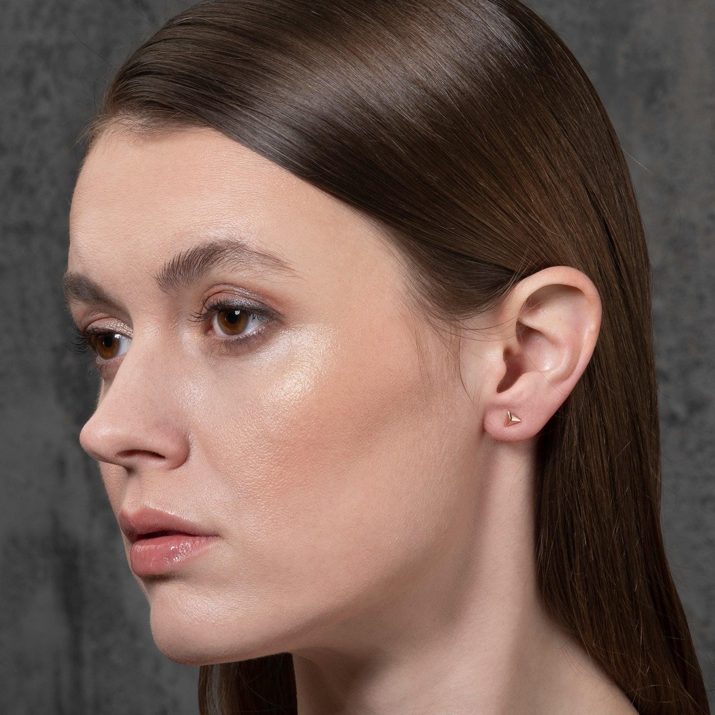 Rose Gold Triangle Stud Earrings for Women - namana.london