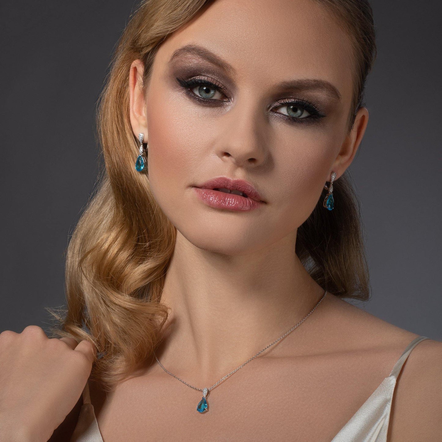 Sterling Silver Light Blue Drop Earrings for Women - namana.london