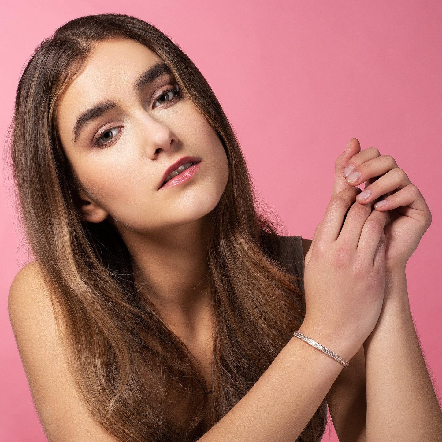 Rose Gold Paragon Cuff Bangle with Cubic Zirconia - namana.london