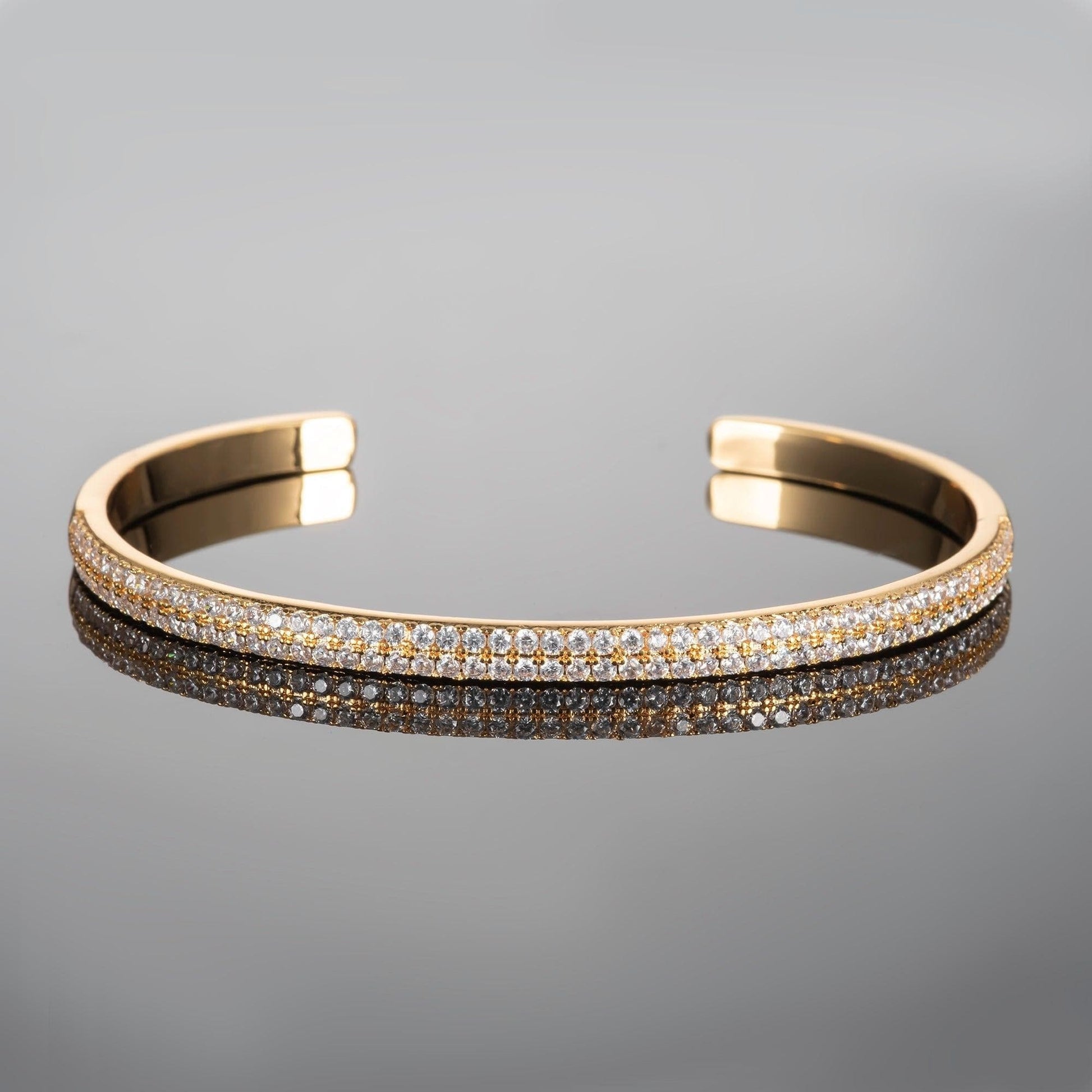 Gold Bangle Bracelet for Women with Cubic Zirconia - namana.london