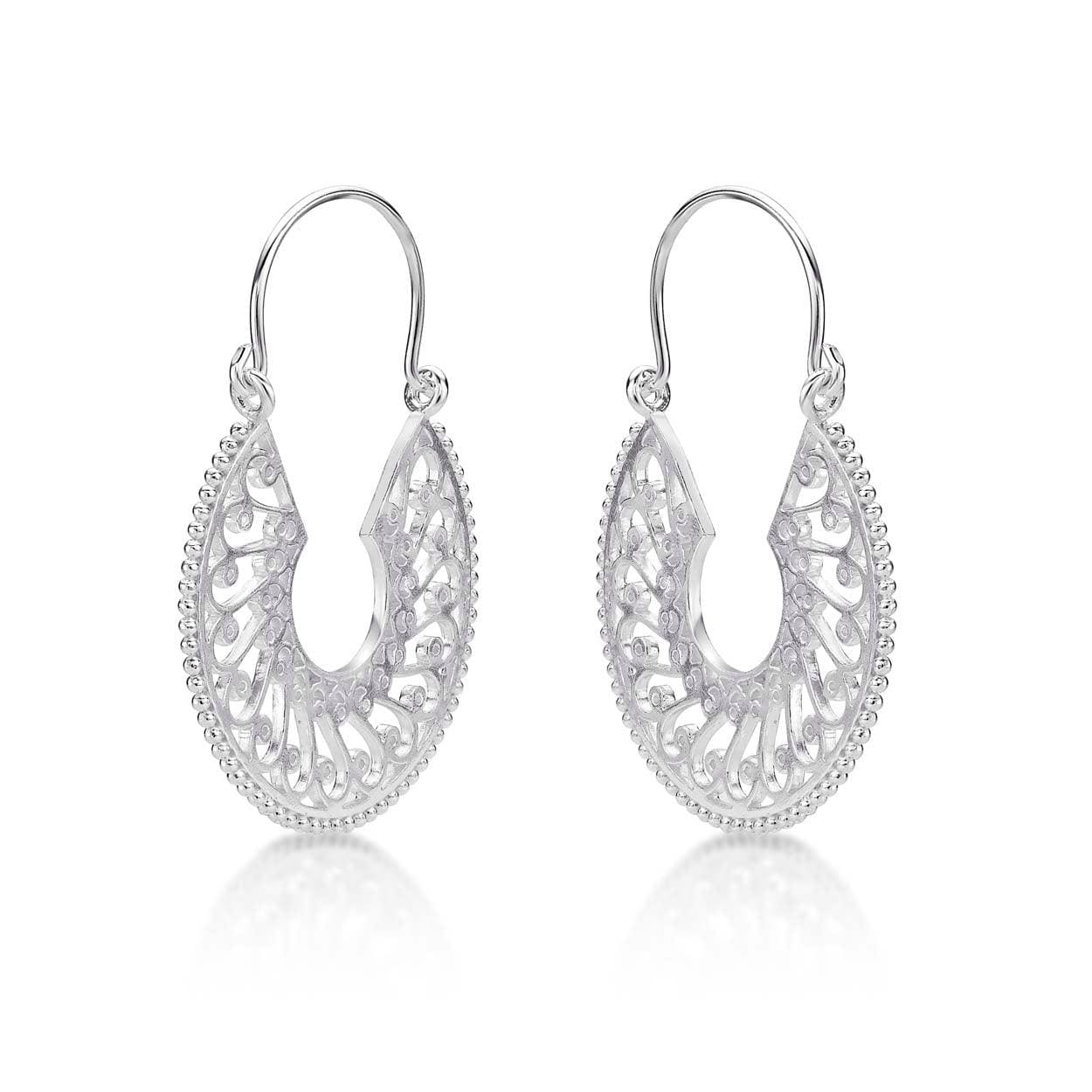 925 Sterling Silver Large Ethnic Tribal Hoop Earrings for Women - namana.london