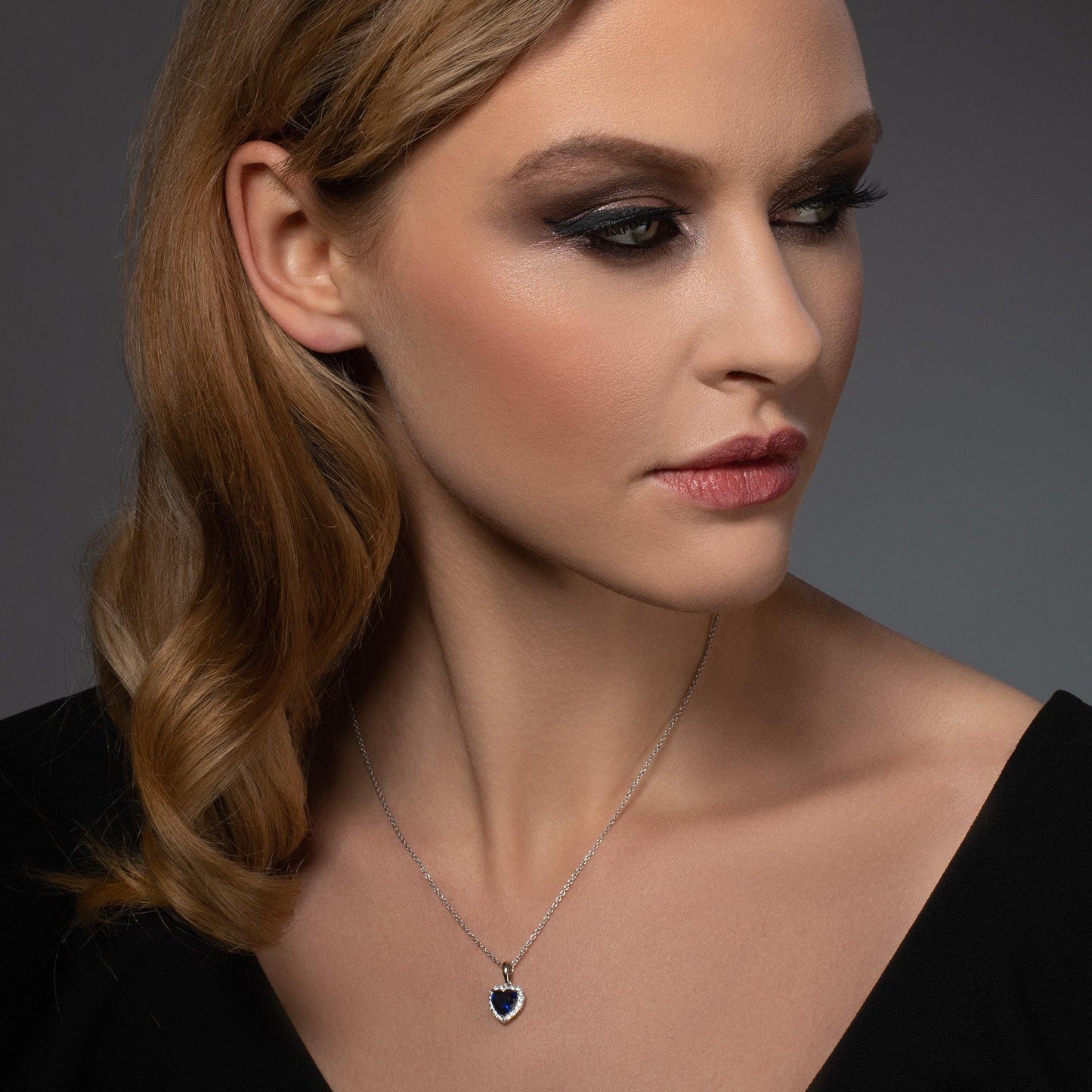 Sterling Silver Blue Heart Necklace for Women - namana.london