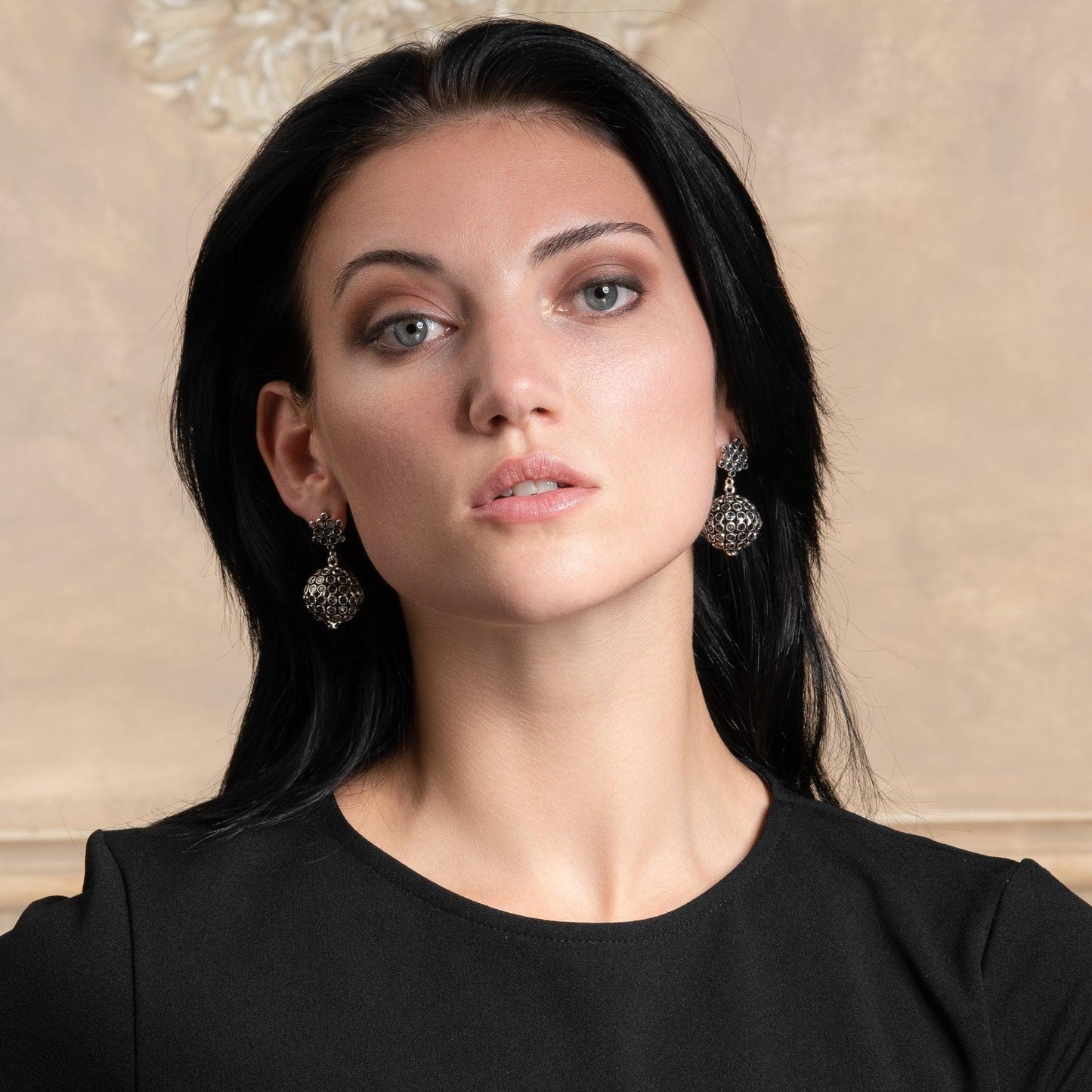 Sterling Silver Oxidized Ball Earrings For Women - namana.london