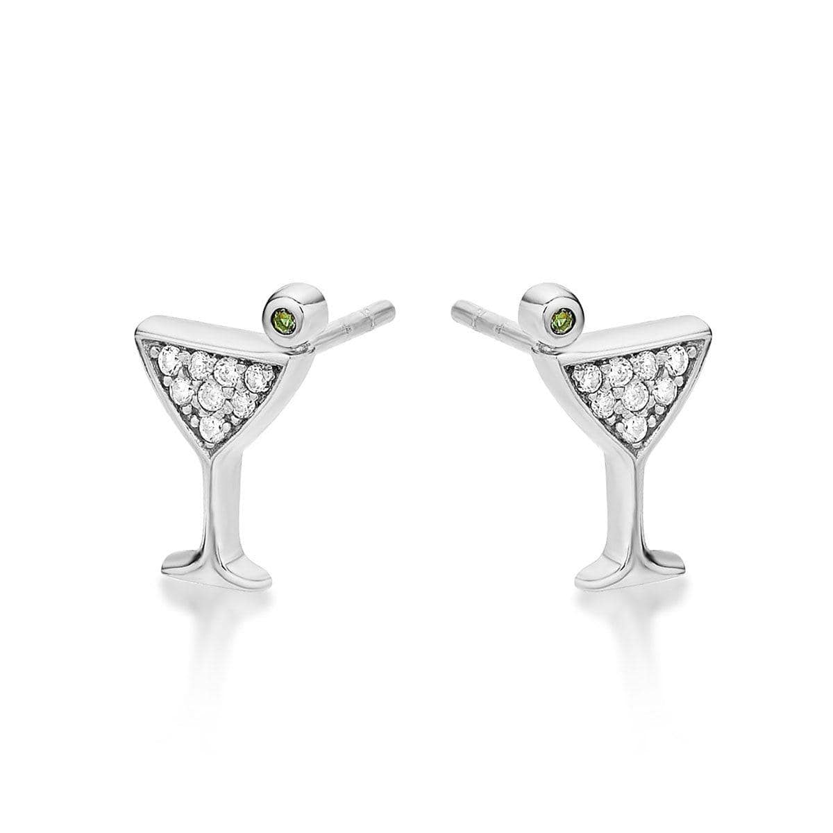 925 Sterling Silver Cocktail Glass Stud Earrings for Women - namana.london