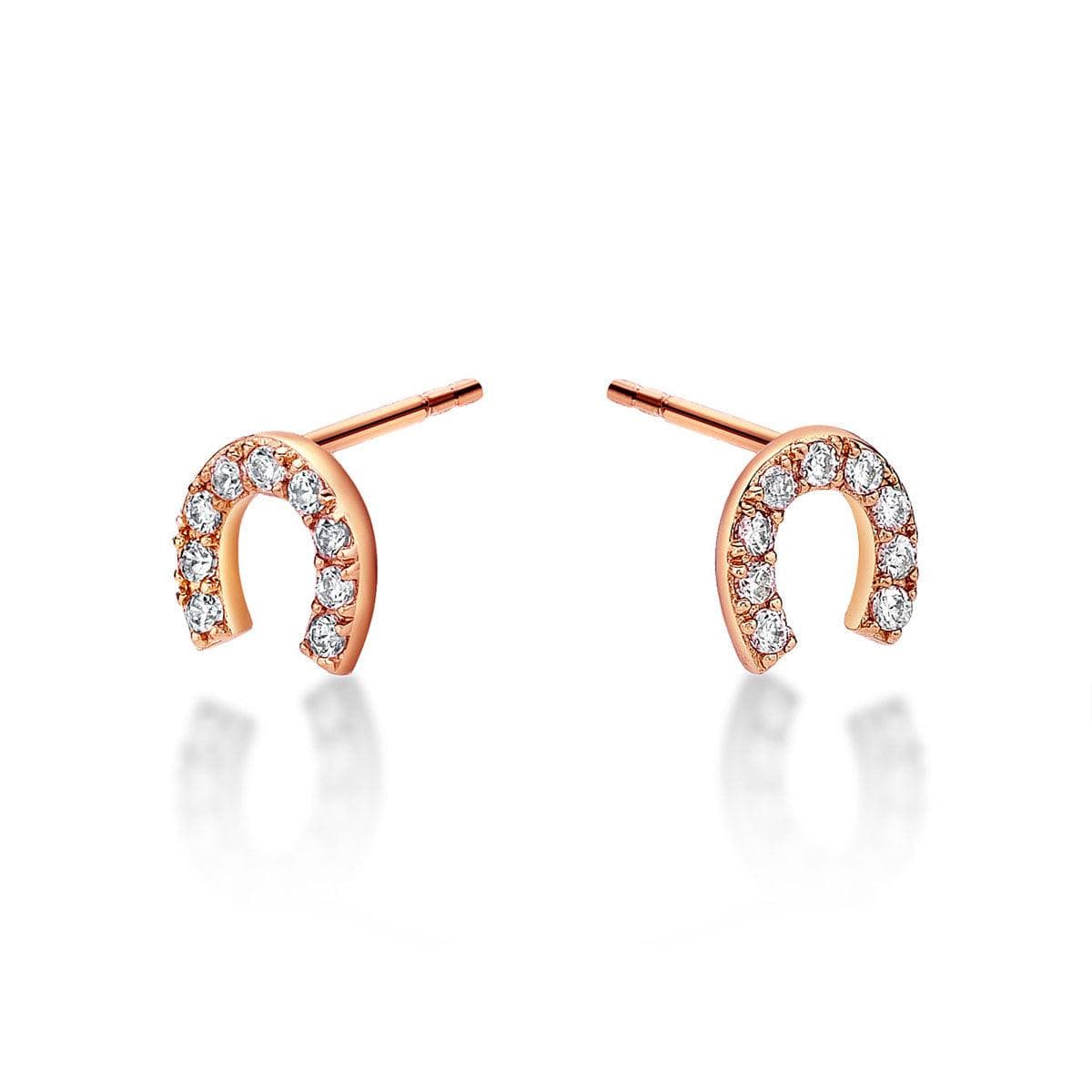 Rose Gold Horse Shoe Stud Earrings for Women - namana.london