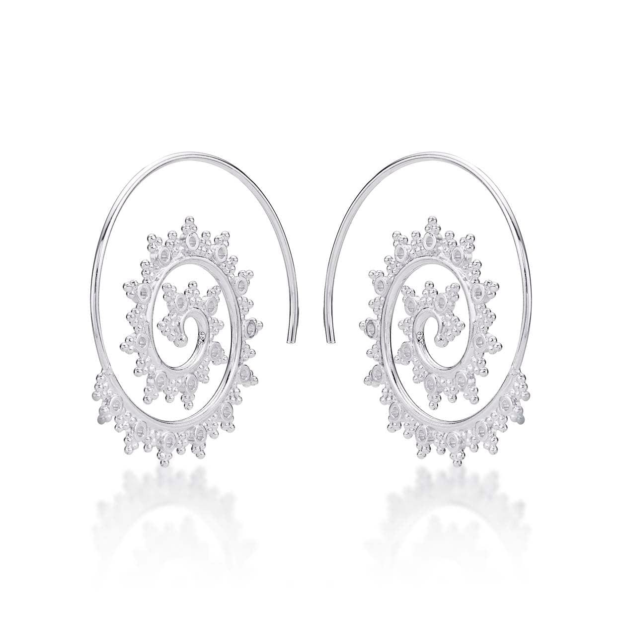 925 Sterling Silver Ethnic Spiral Pull Through Earrings for Women - namana.london