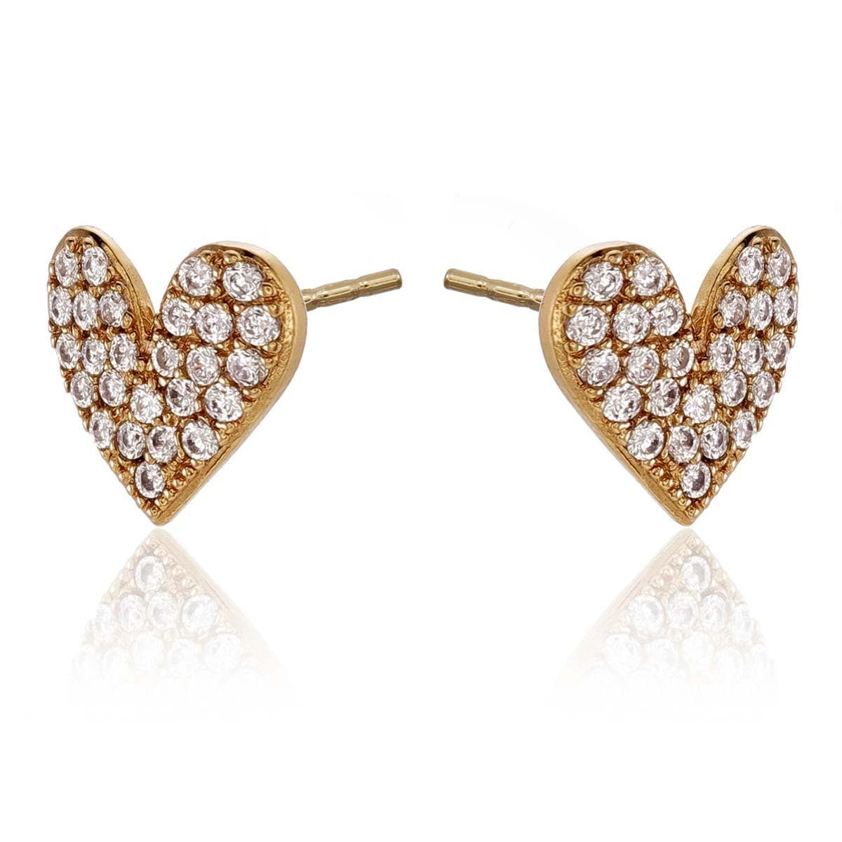 Gold Plated Heart Stud Earrings for Women - namana.london