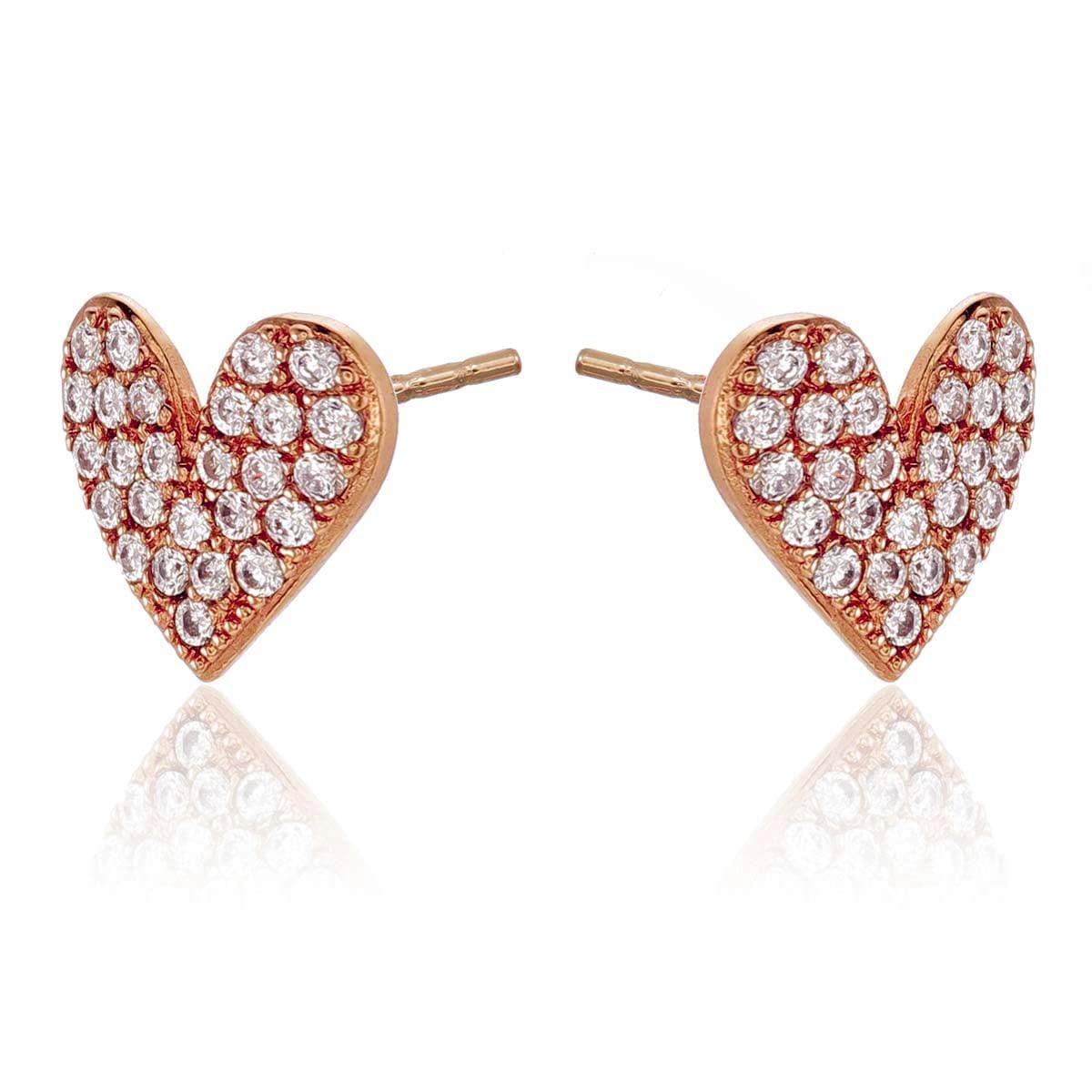 Rose Gold Heart Stud Earrings for Women - namana.london