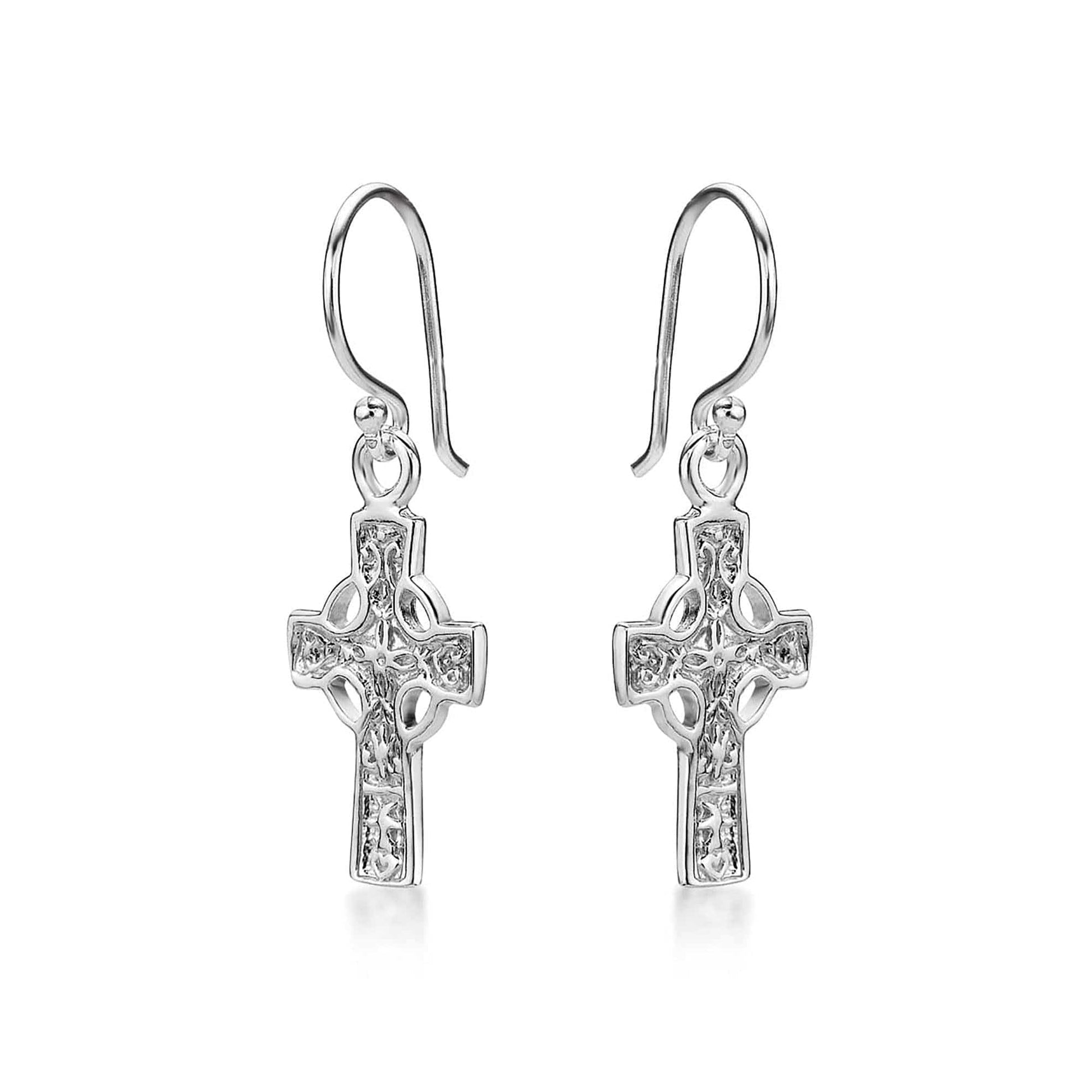 925 Sterling Silver Celtic Cross Dangle Earrings for Women - namana.london