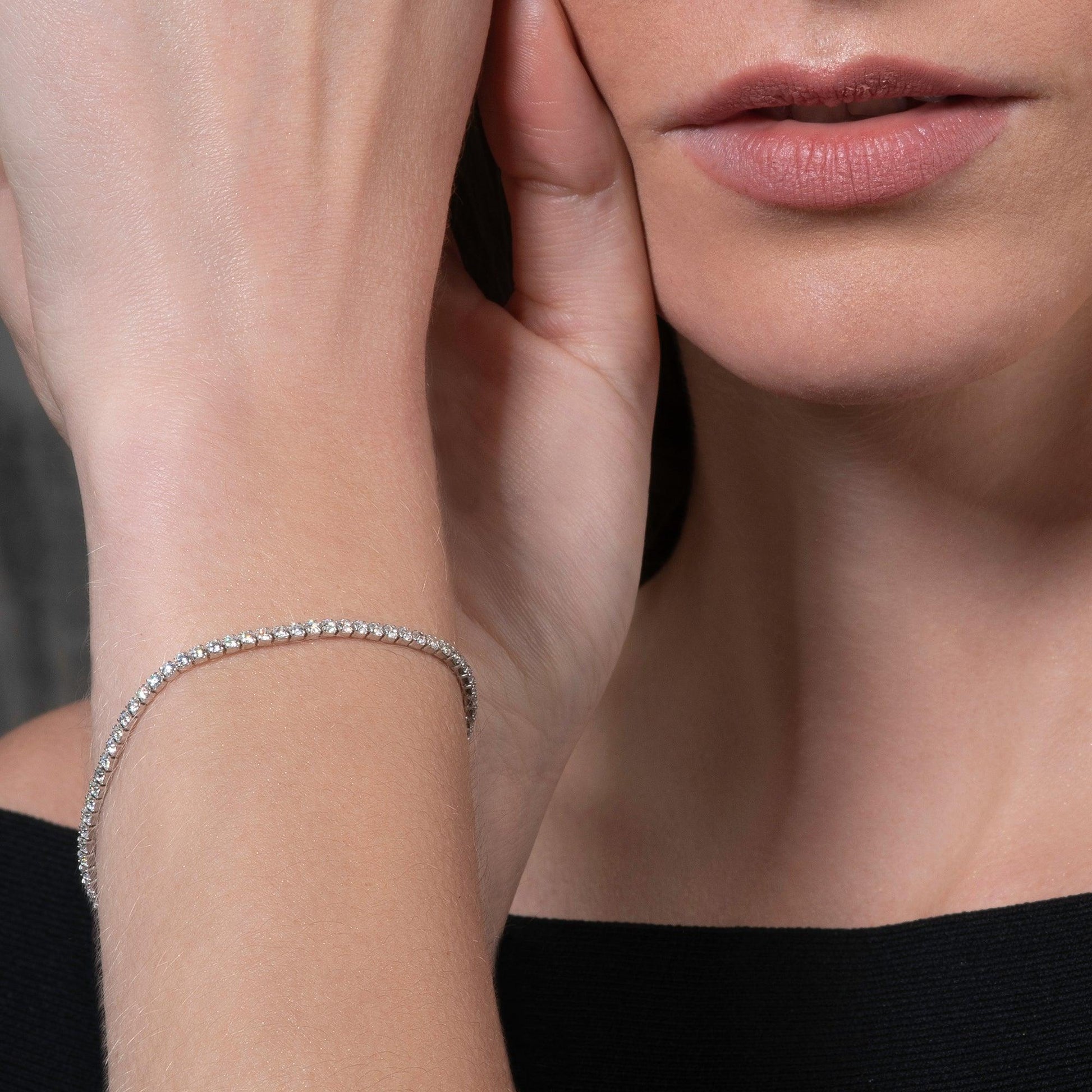 925 Sterling Silver Skinny Tennis Bracelet for Women - namana.london