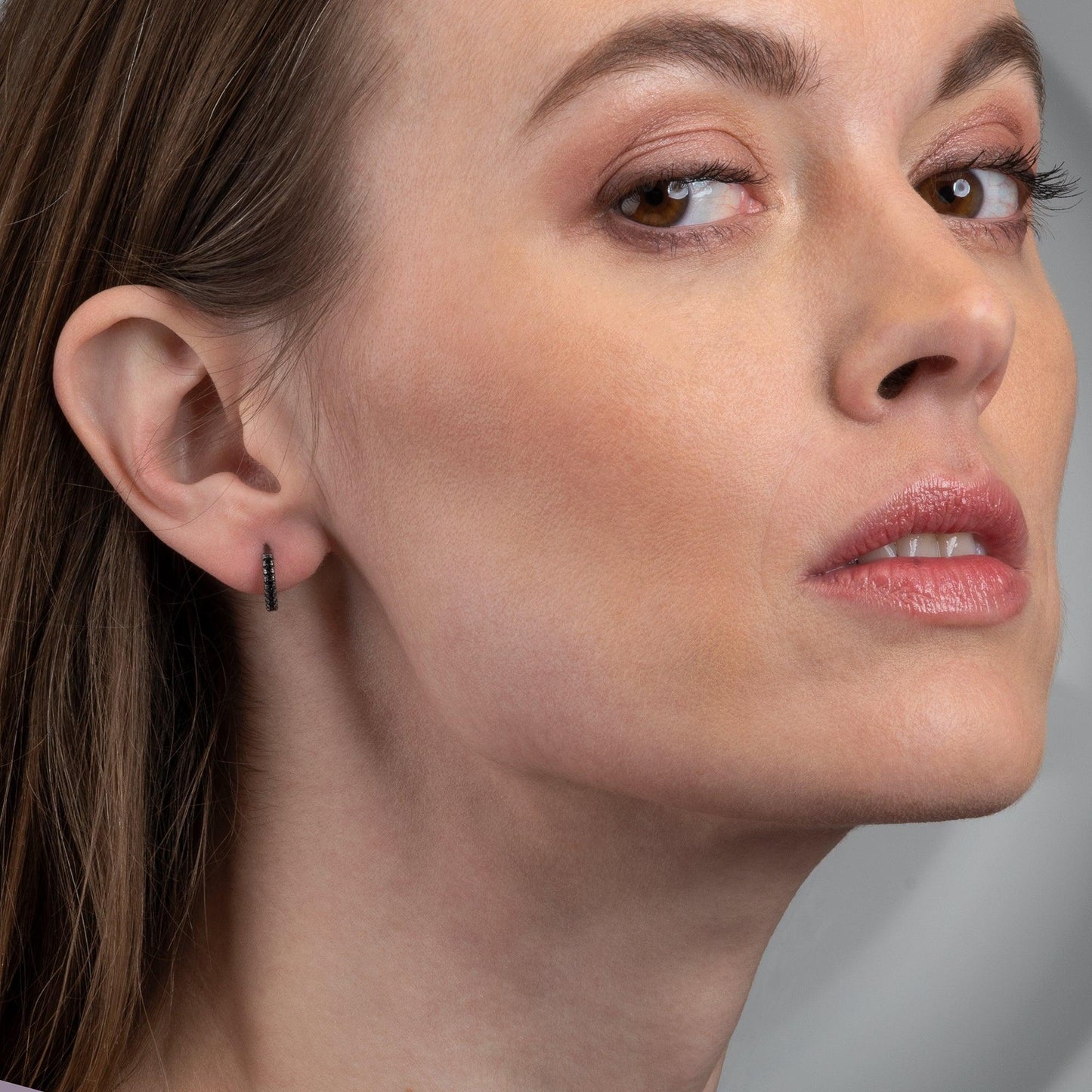 925 Sterling Silver Mini Black Hoop Earrings for Women - namana.london