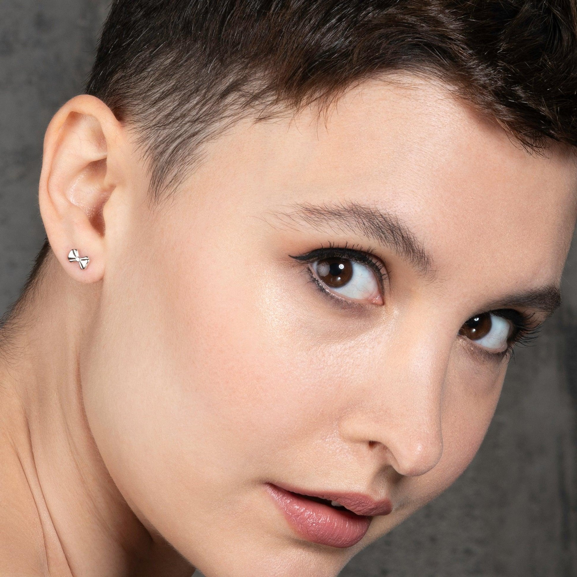 925 Sterling Silver Bow Stud Earrings for Women - namana.london
