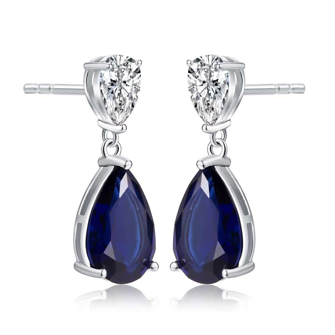 925 Sterling Silver Blue Pear Shaped Drop Earrings For Women - namana.london