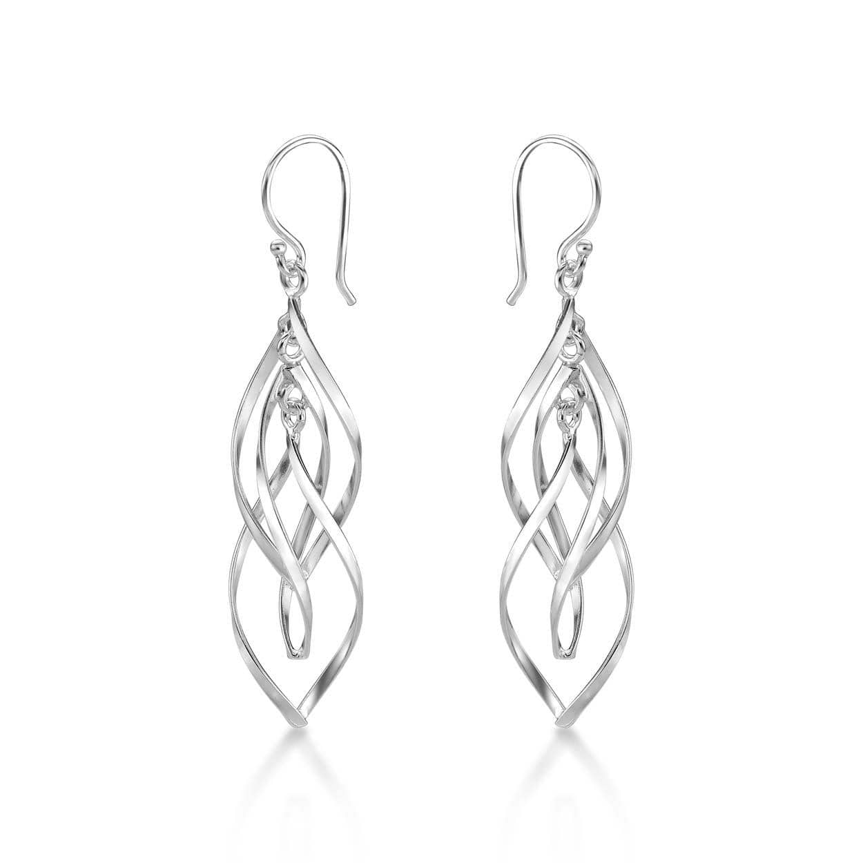 925 Sterling Silver Long Spiral Dangling Earrings for Women - namana.london