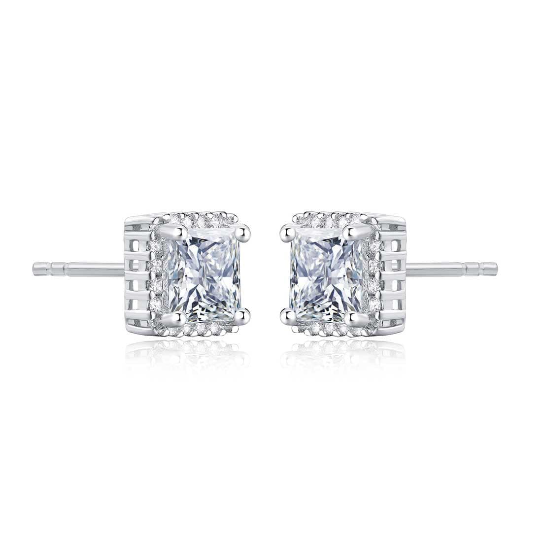925 Sterling Silver Square Shaped Halo Stud Earrings for Women - namana.london