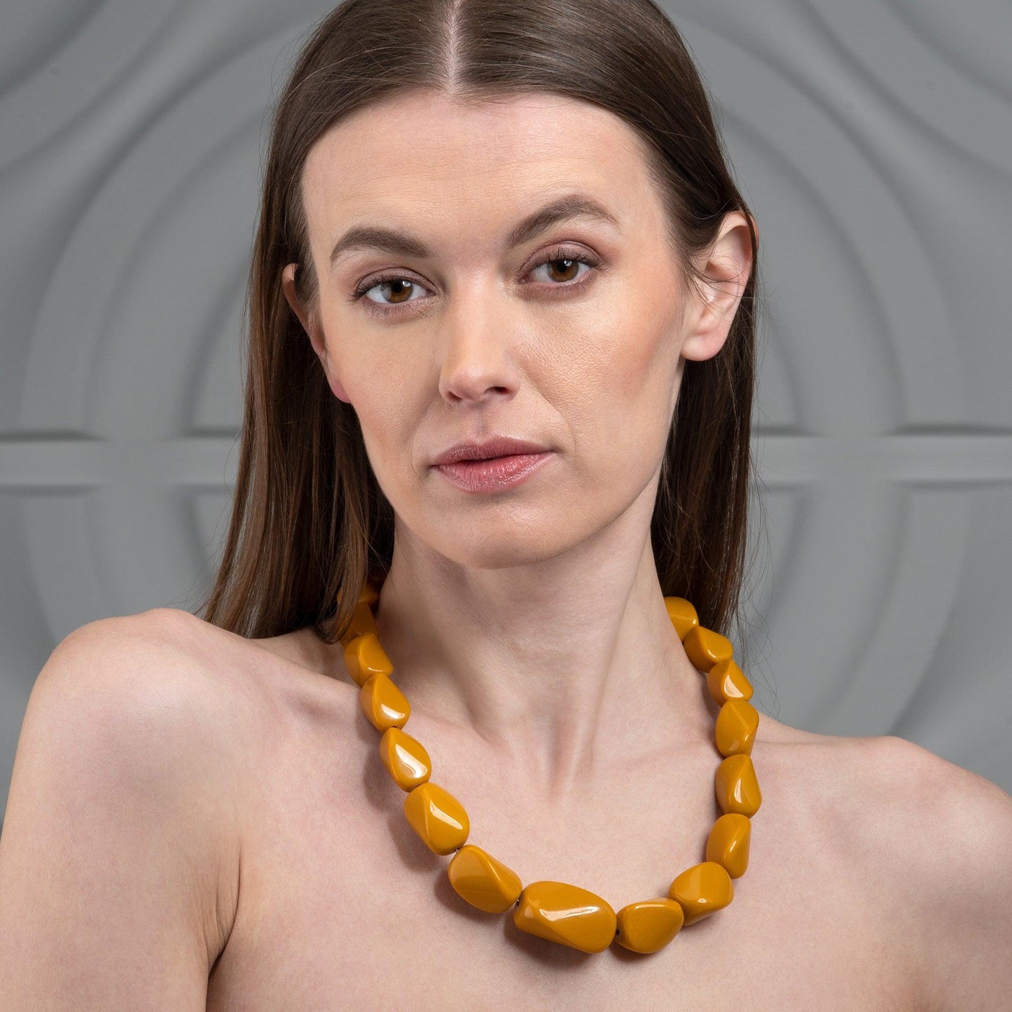 Twisted Mustard Yellow Chunky Statement Necklace for Women - namana.london