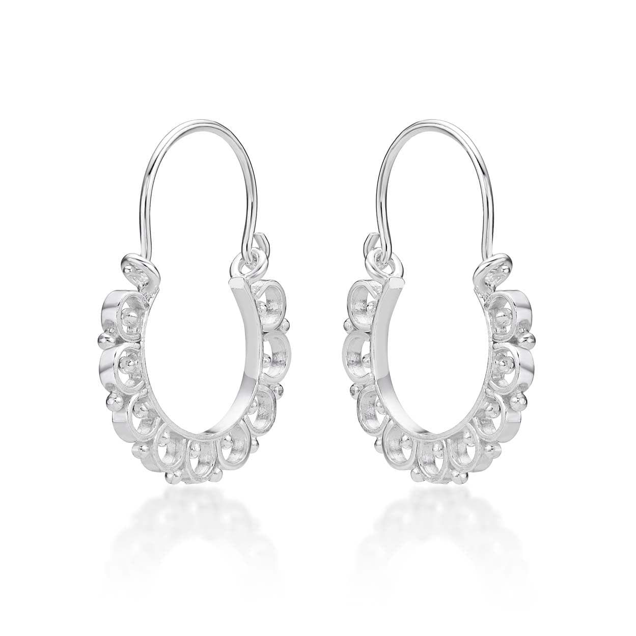 925 Sterling Silver Small Tribal Hoop Earrings for Women - namana.london