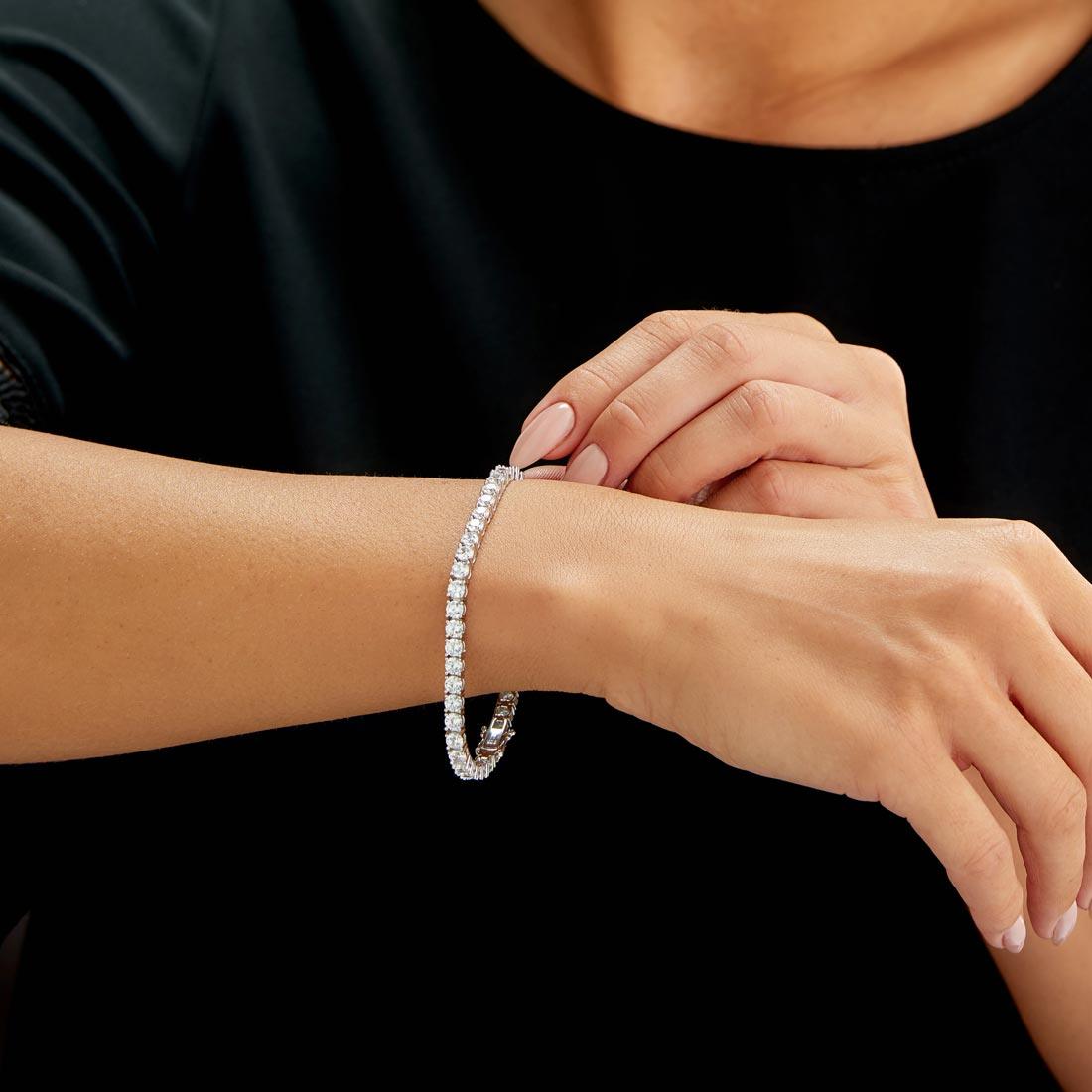 925 Sterling Silver Tennis Bracelet For Women with 4mm Sparkling Cubic Zirconia - namana.london