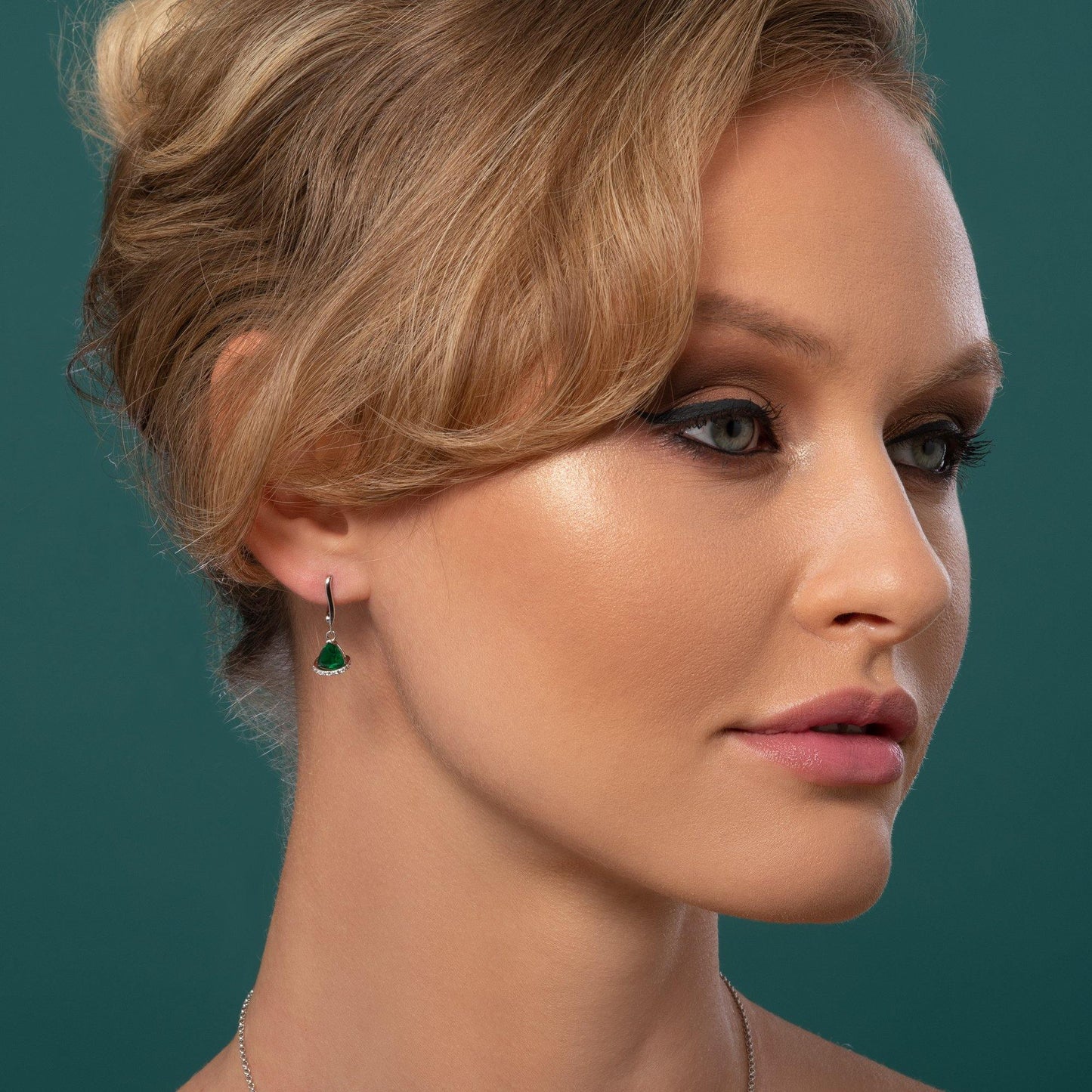 Triangle Green Drop Earrings for Women - namana.london