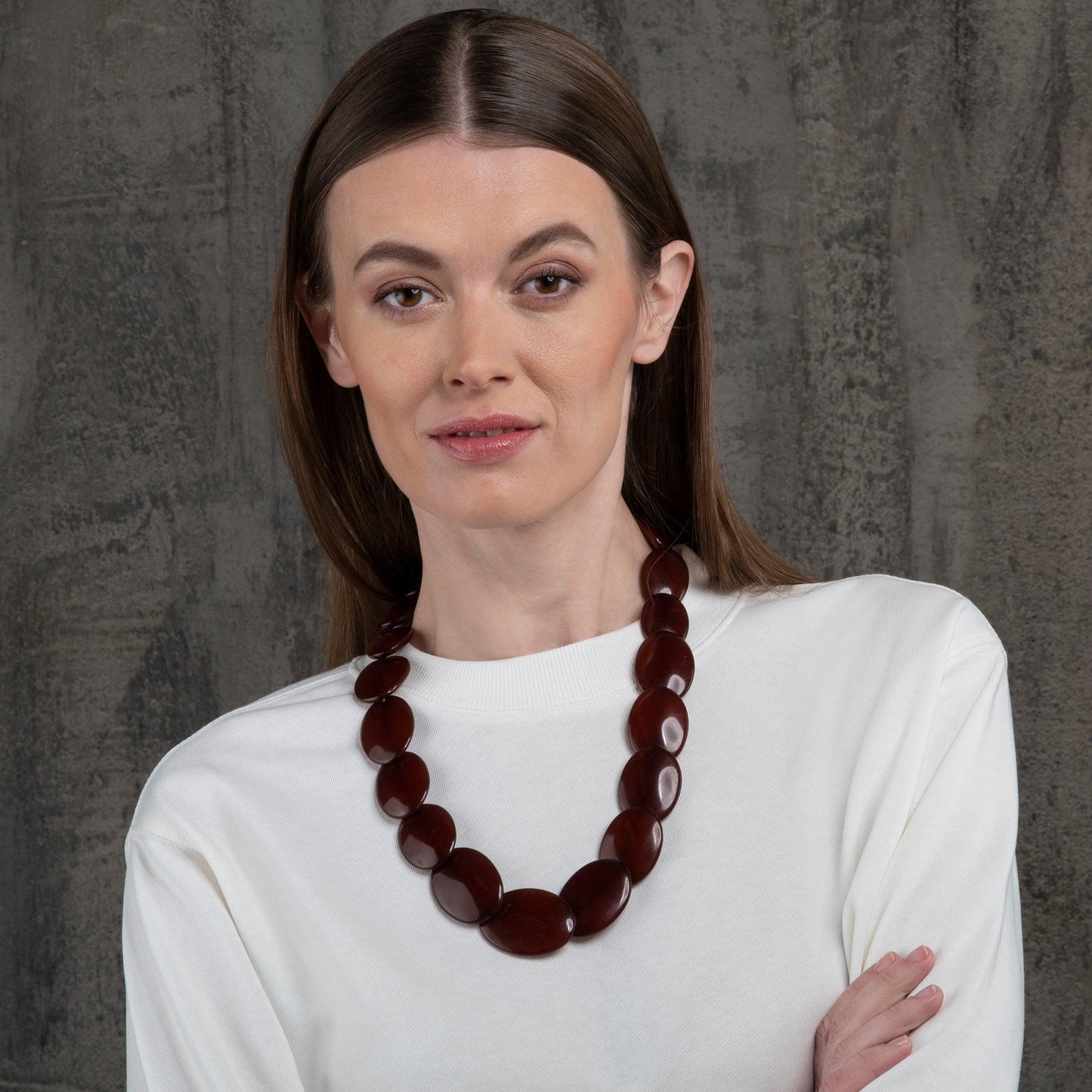 Long Brown Chunky Statement Necklace for Women - namana.london