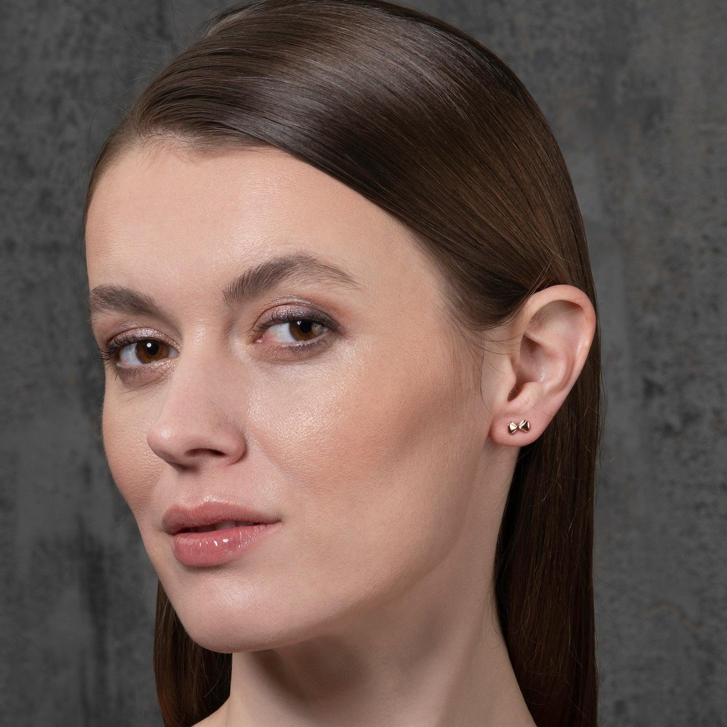 Rose Gold Small Bow Stud Earrings for Women - namana.london