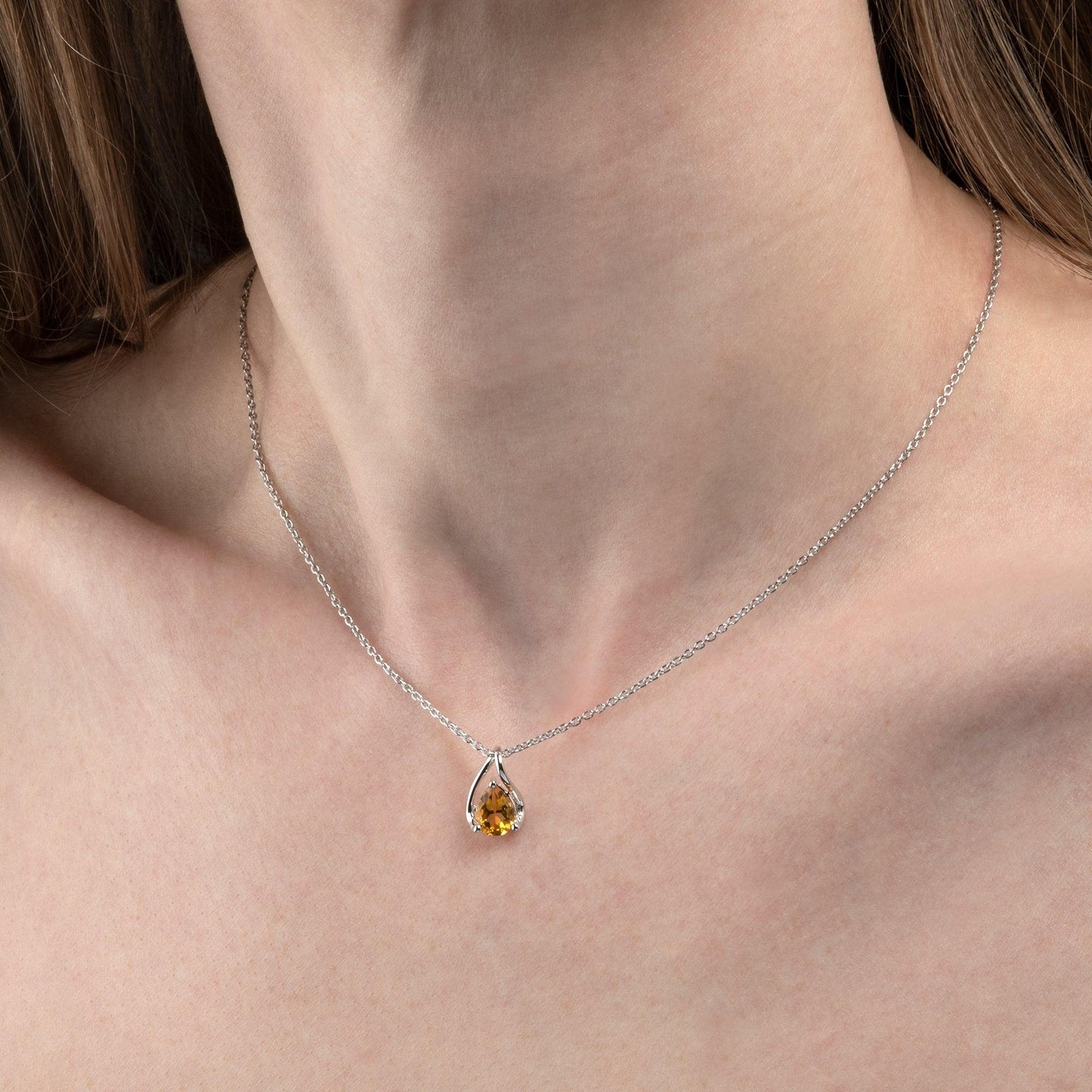 925 Sterling Silver Citrine Gemstone Pendant Necklace - namana.london